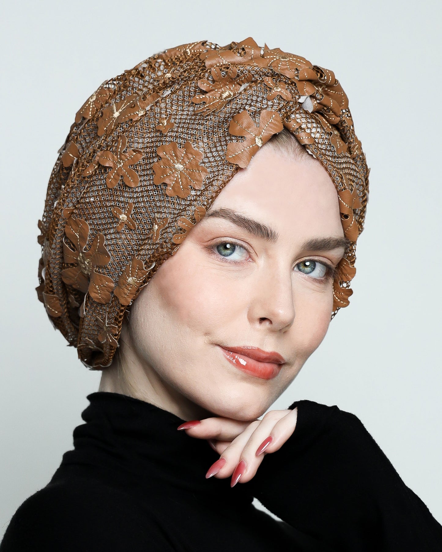 Twisted Floral Net Turban