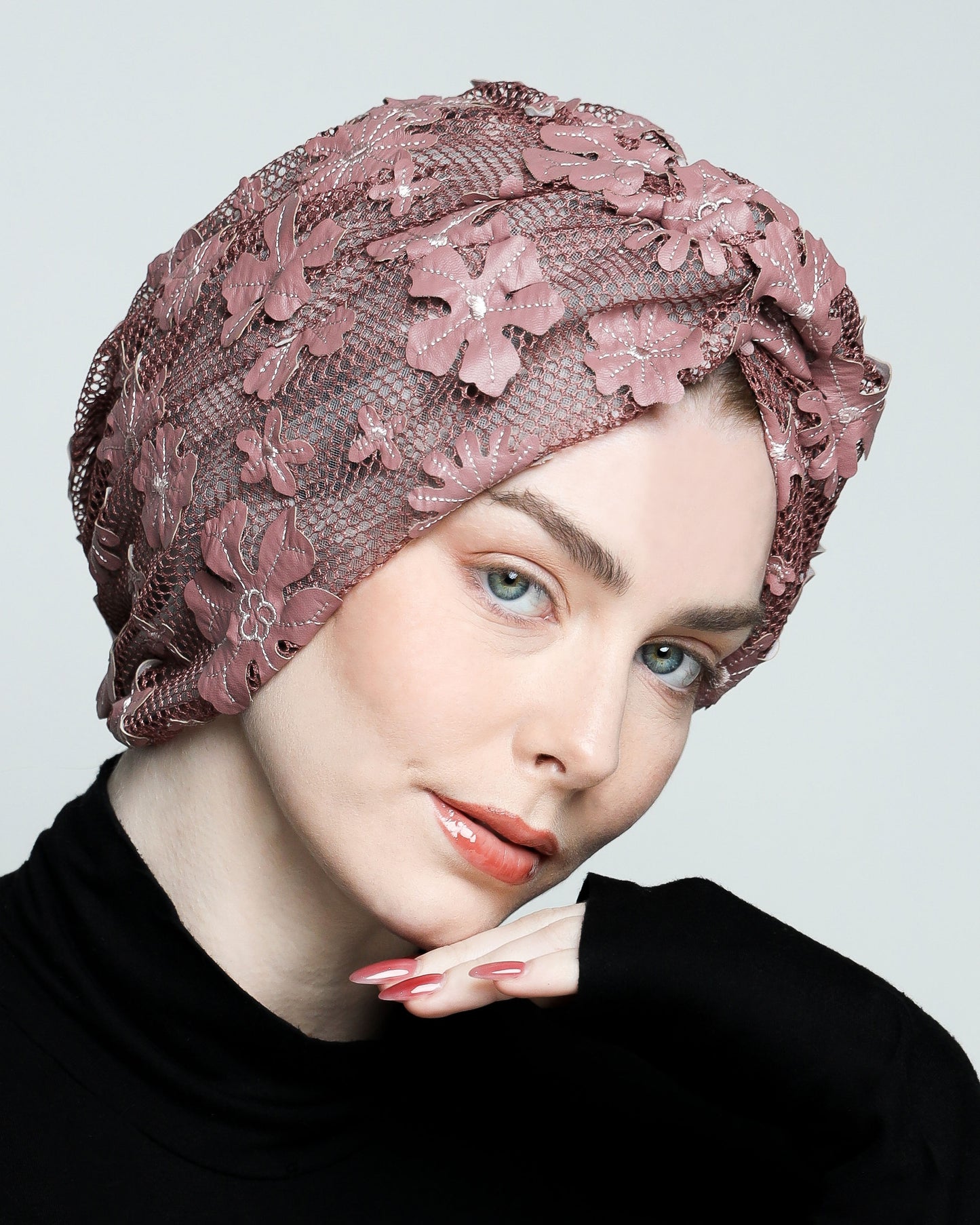 Twisted Floral Net Turban