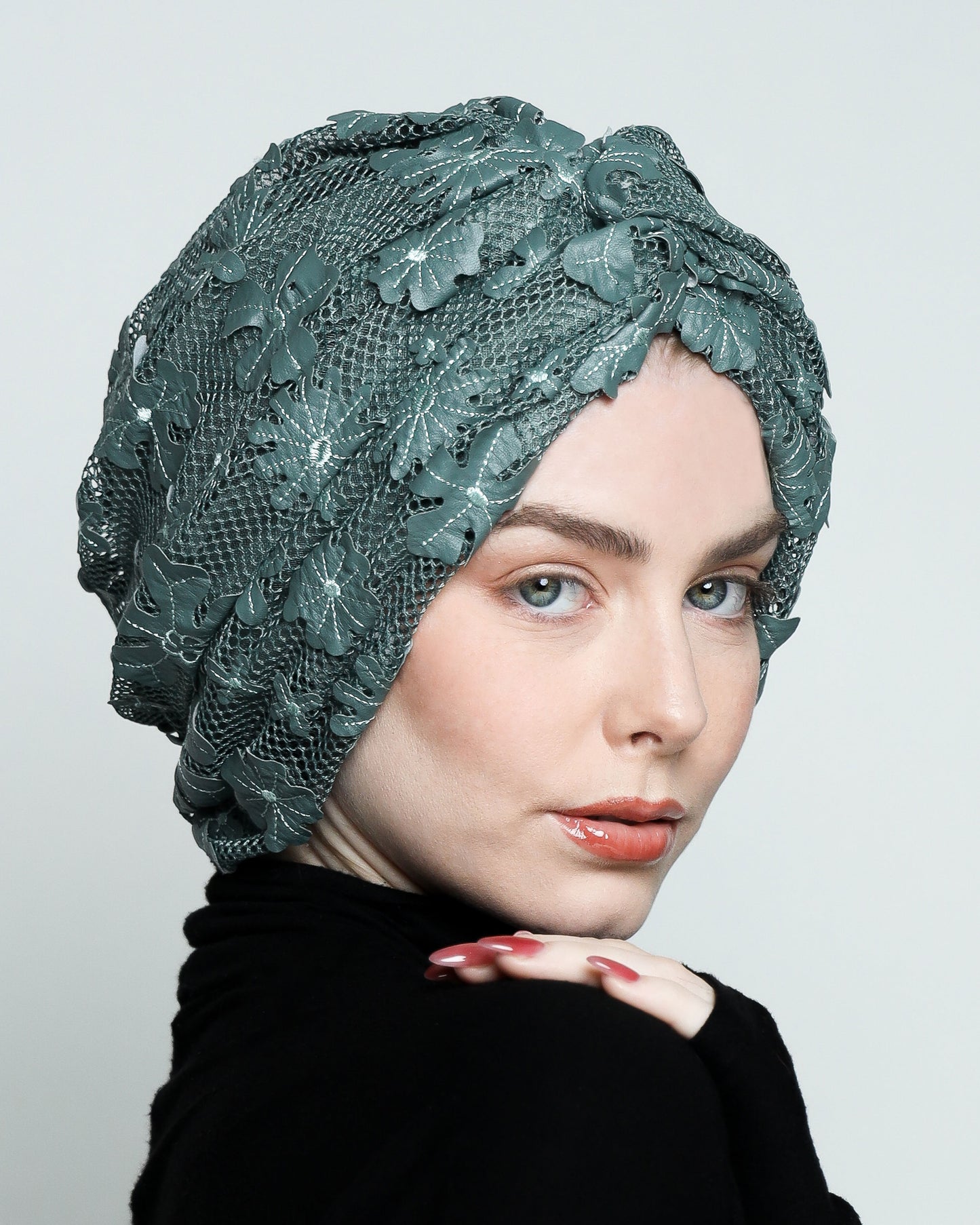 Twisted Floral Net Turban