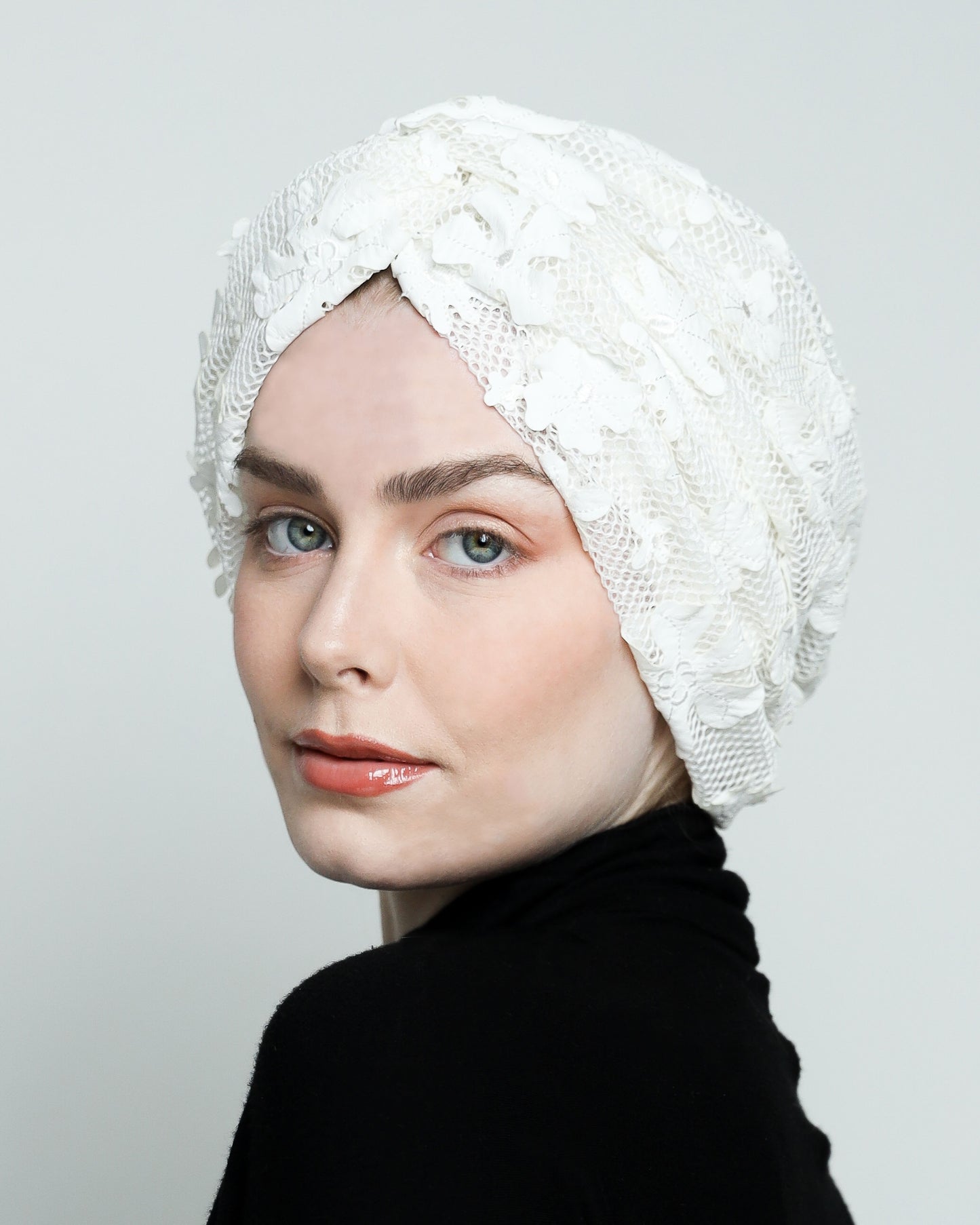 Twisted Floral Net Turban