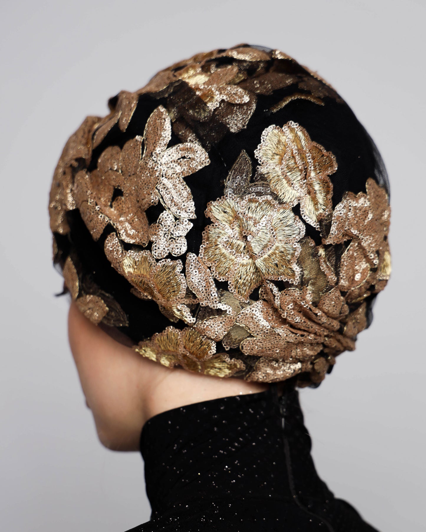 Golden Flower Sequin Turban