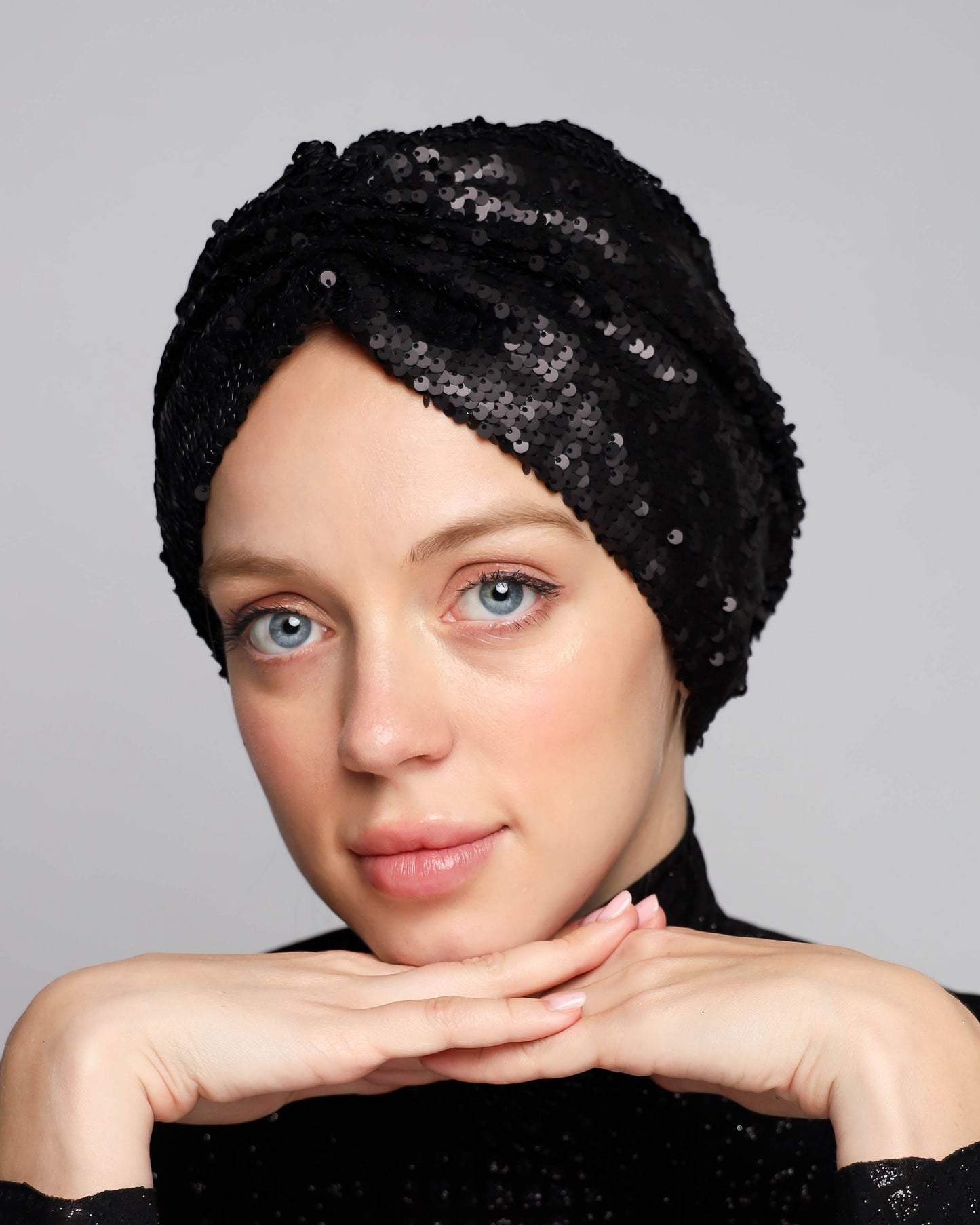 Black Sequin Turban