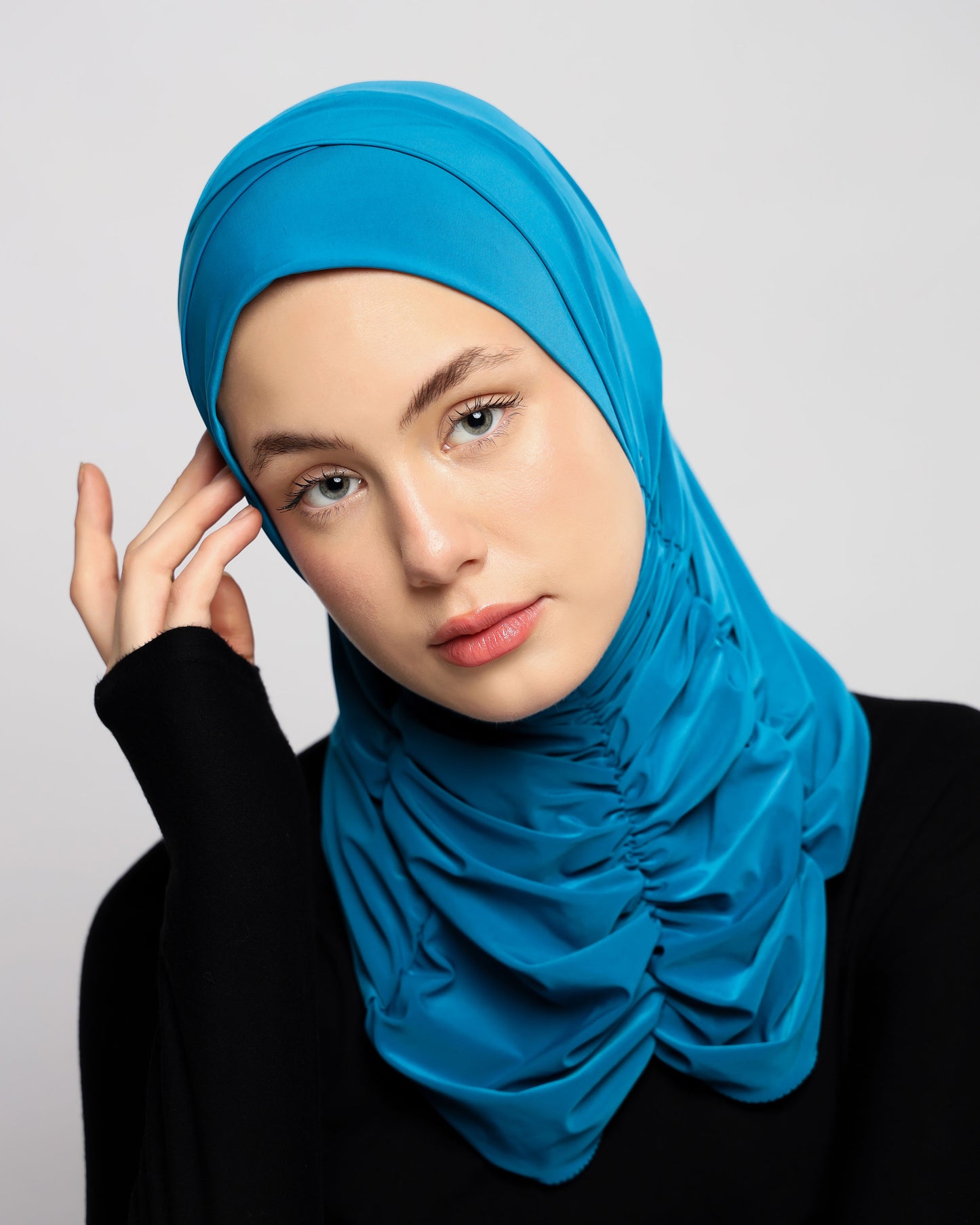 Plain Gathering Ready-made Hijab