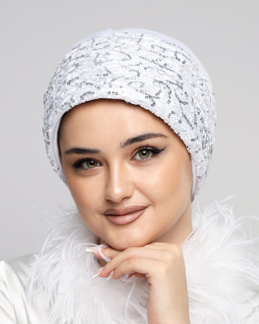 Bridal Pleats Sequined Turban