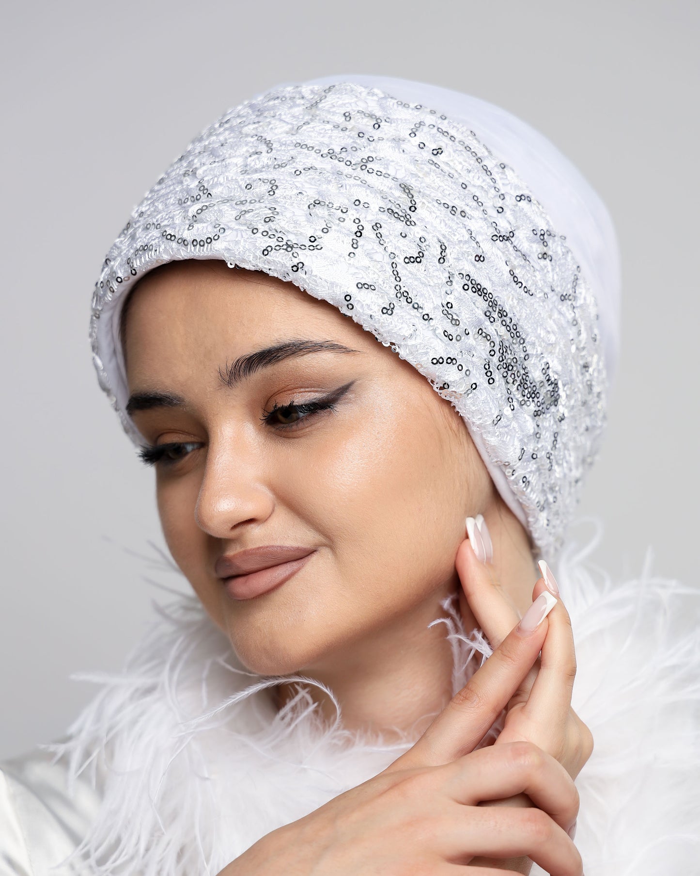 Bridal Pleats Sequined Turban