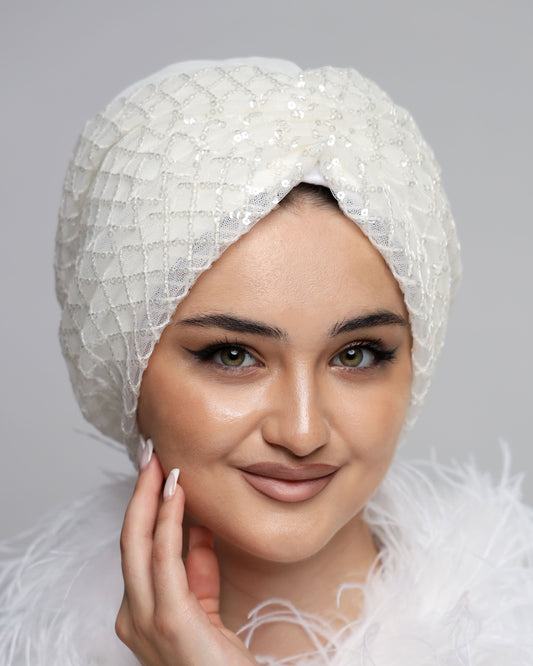 Bridal Sequin Gathering Turban