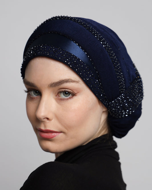 Beading Satin Panel Classic Turban