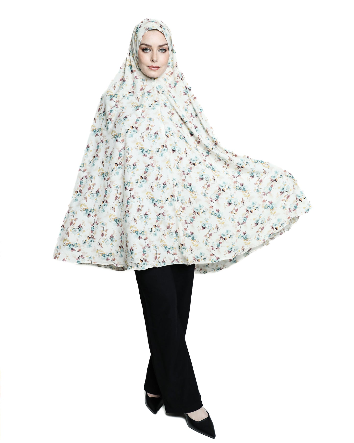 Short Floral Praying Hijab