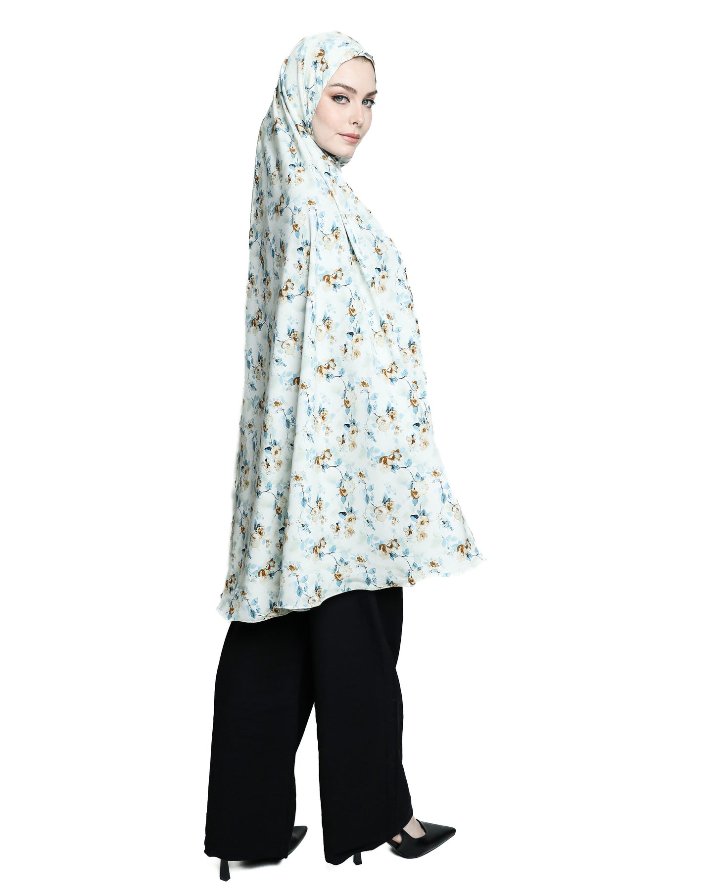 Short Floral Praying Hijab