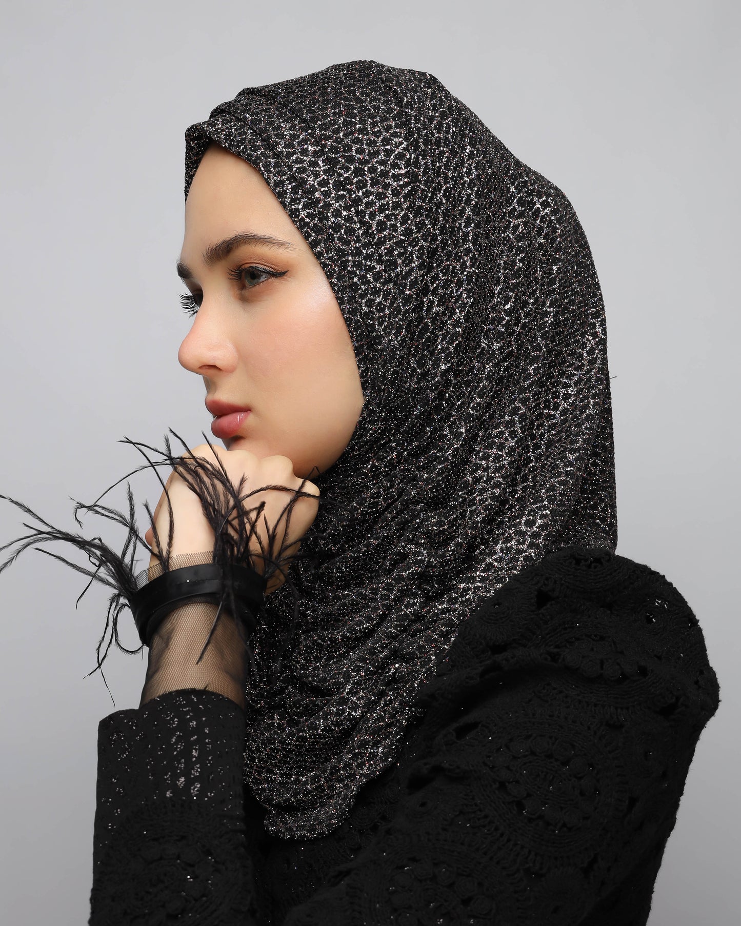 Glittery ready made hijab