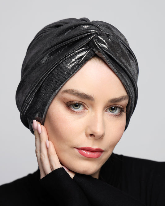 Metallic twisted lines turban
