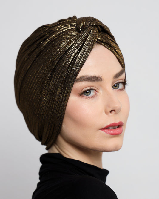 Twisted Metallic Plisse Turban