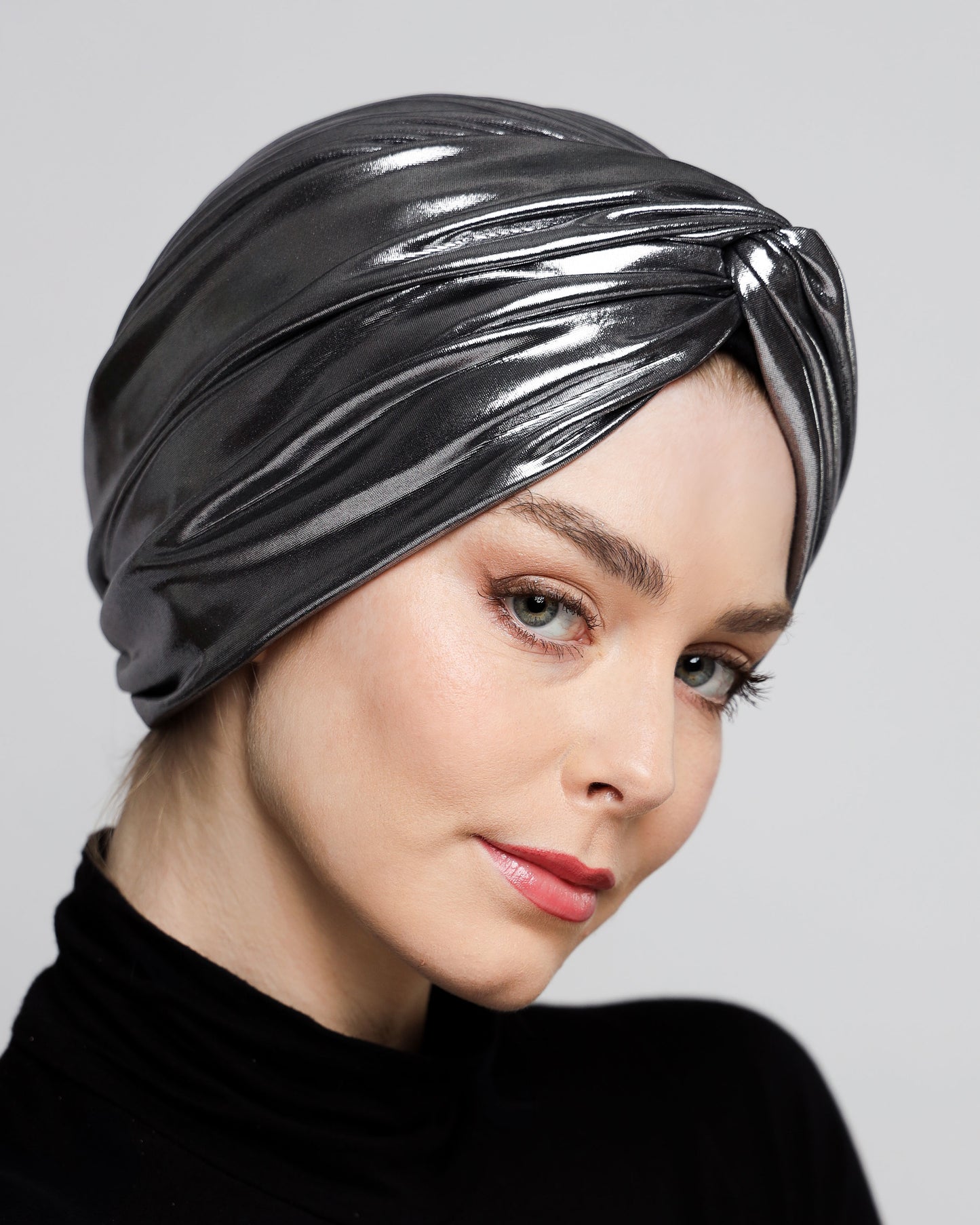 Metallic lame` twisted lines turban