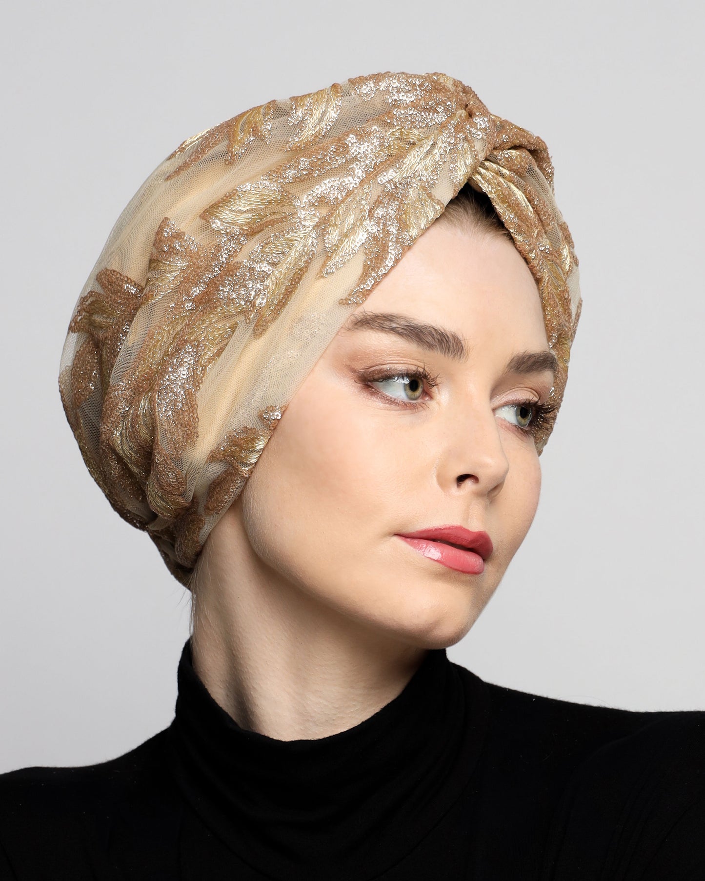 Golden Sequin Turban