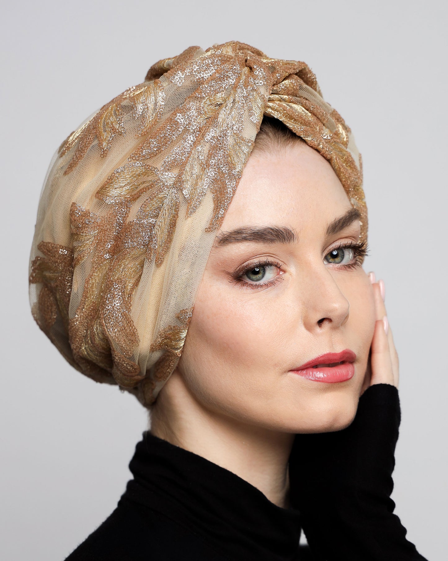 Golden Sequin Turban