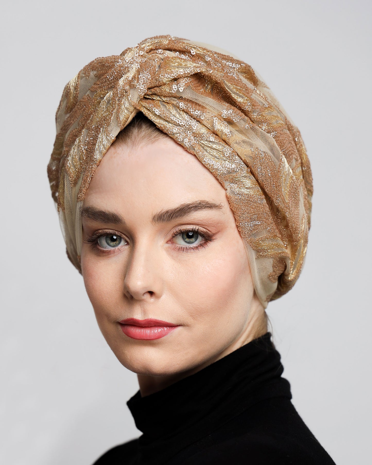 Golden Sequin Turban