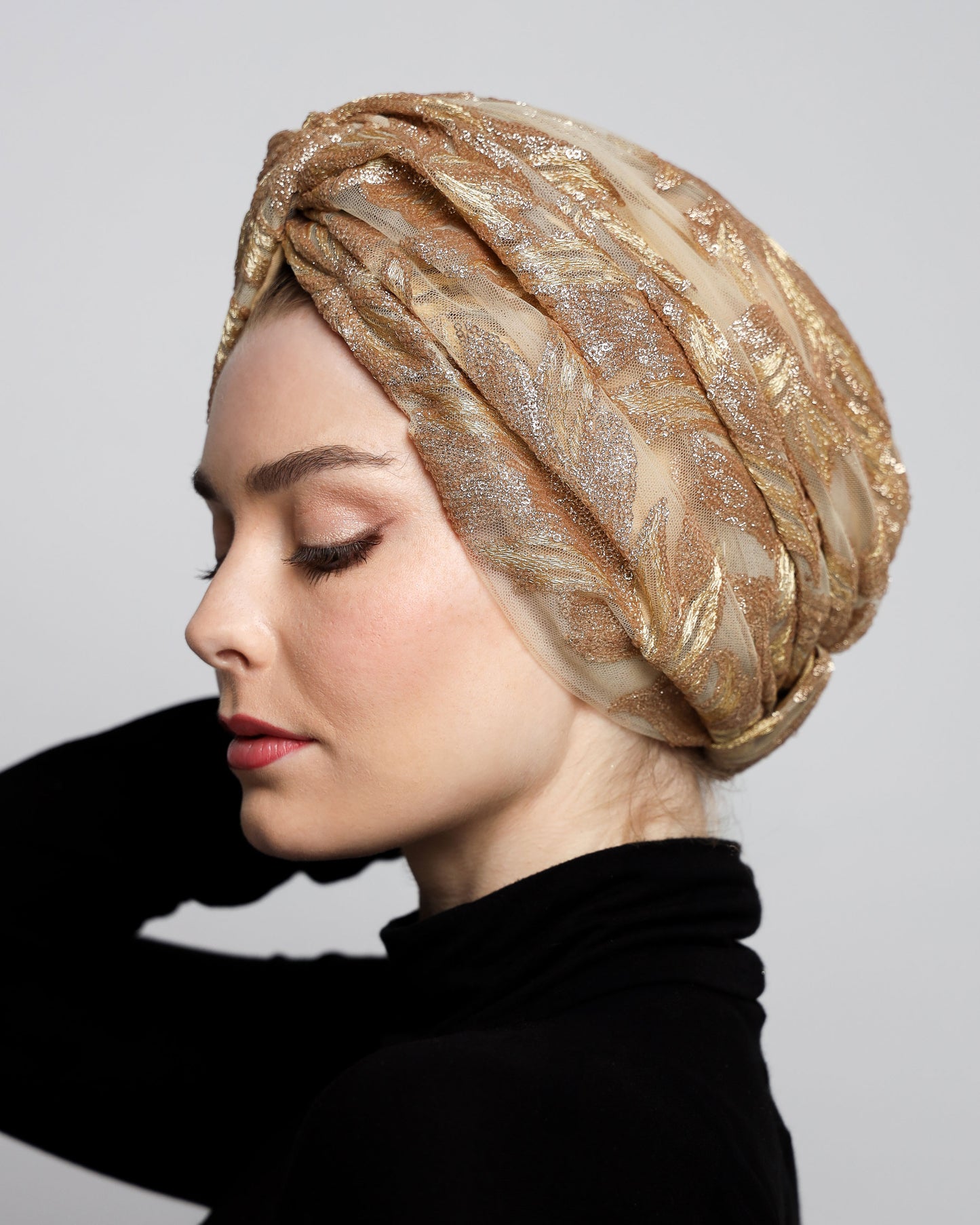 Golden Sequin Turban