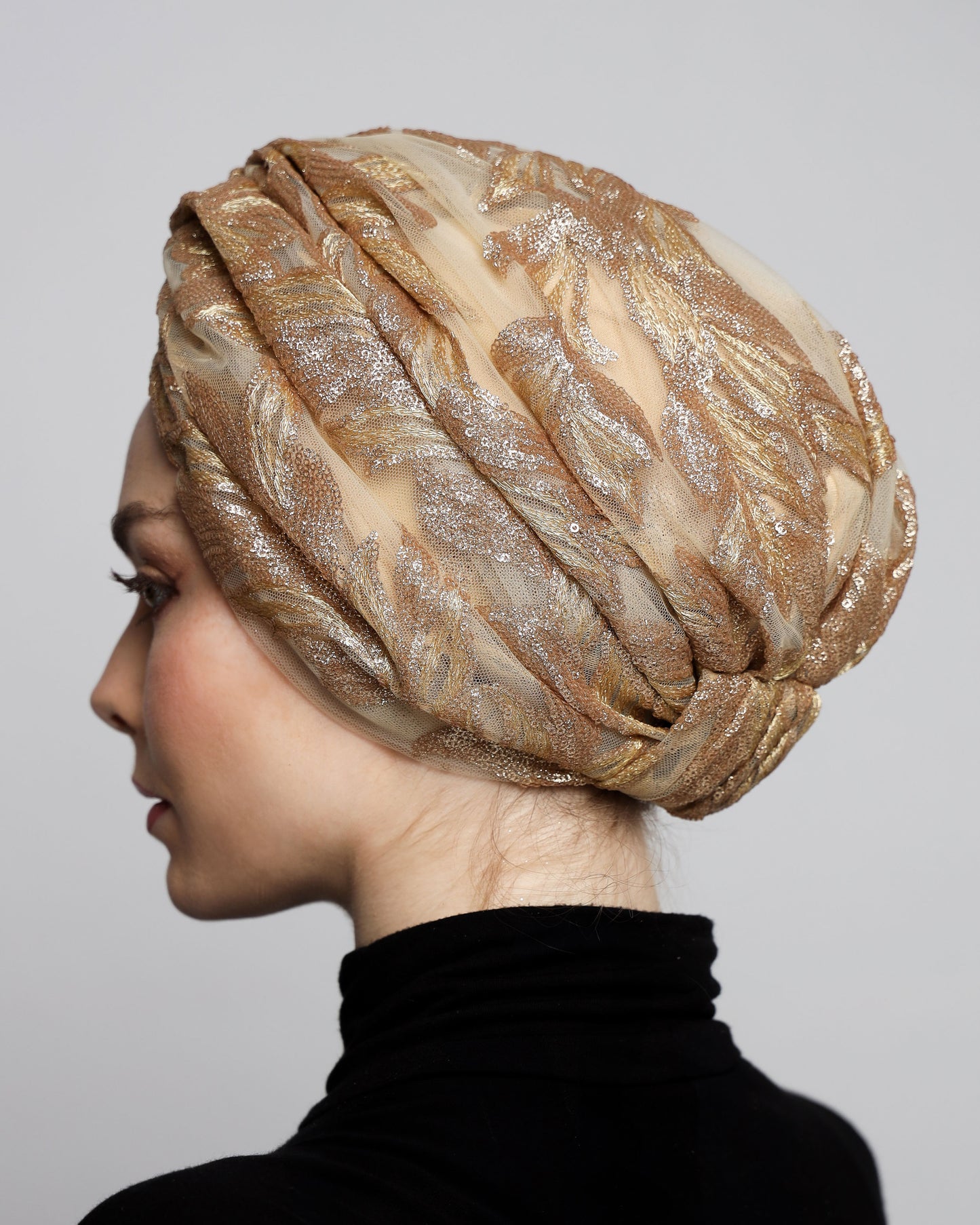 Golden Sequin Turban