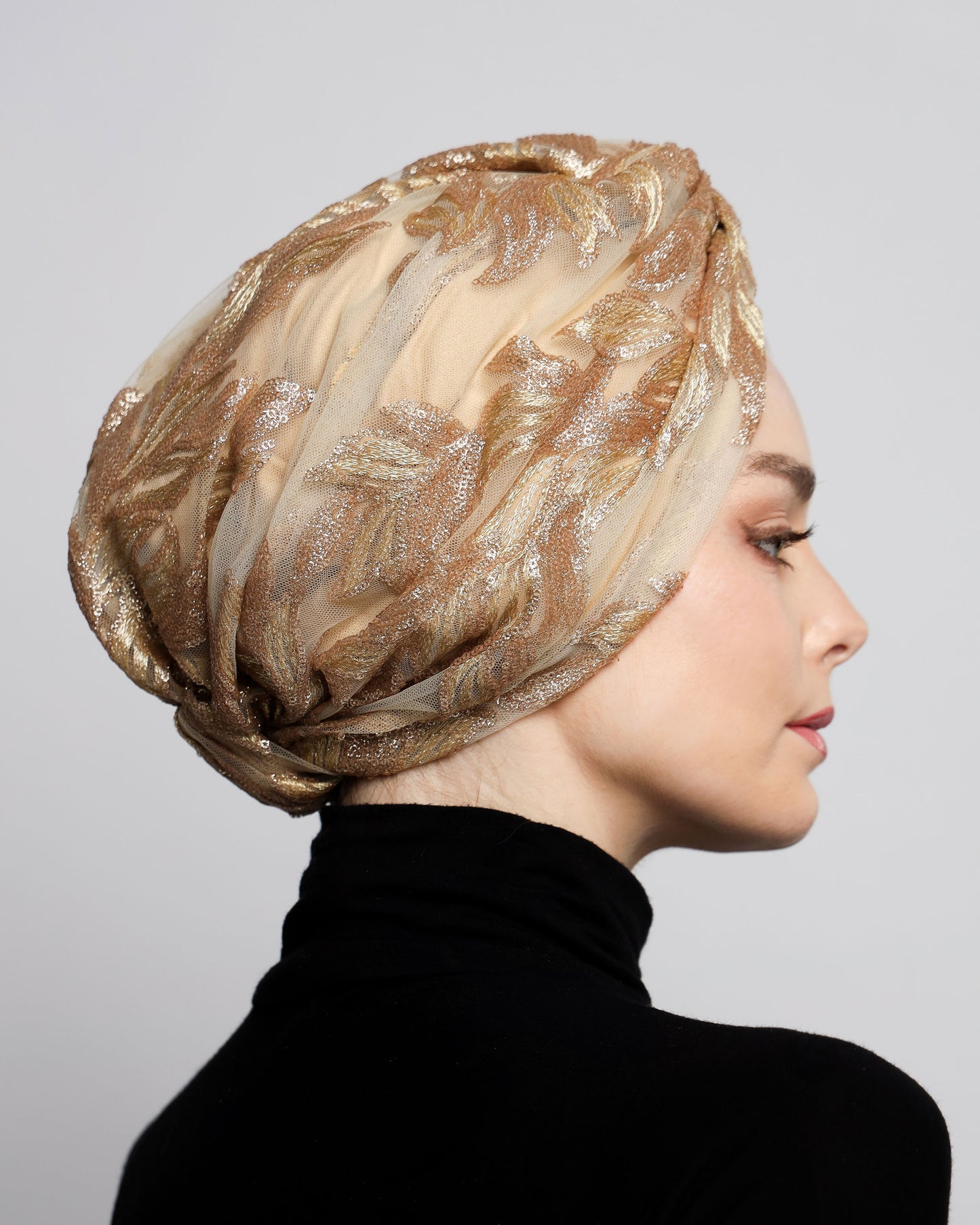 Golden Sequin Turban