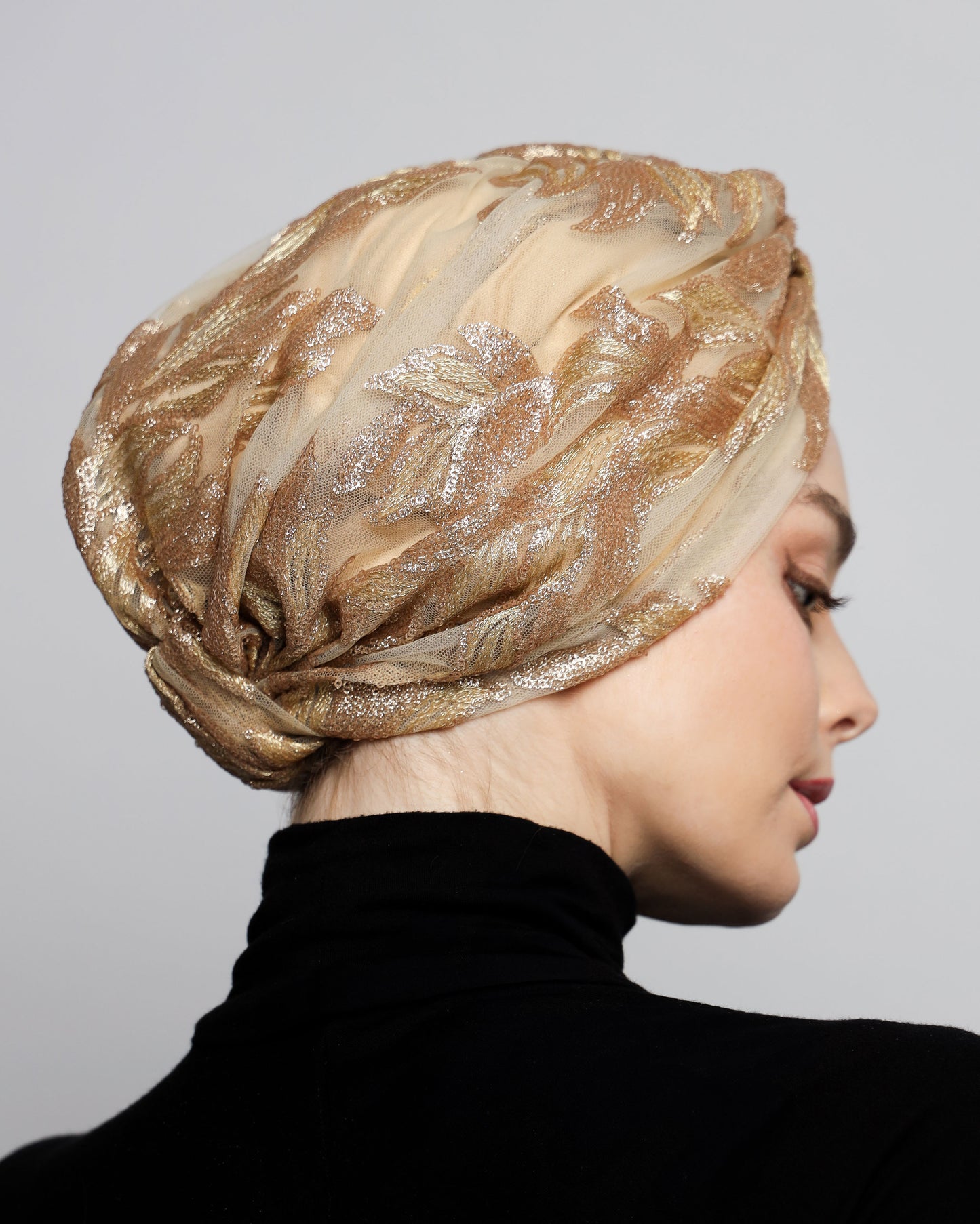 Golden Sequin Turban