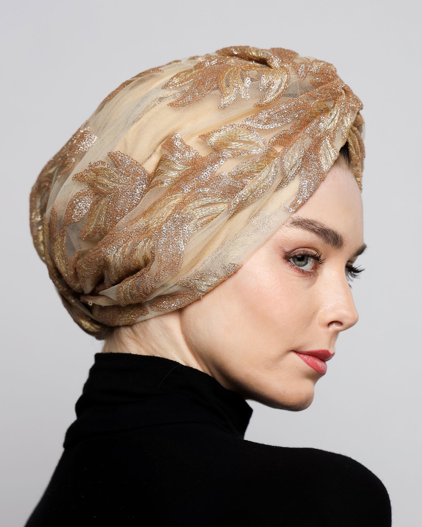Golden Sequin Turban
