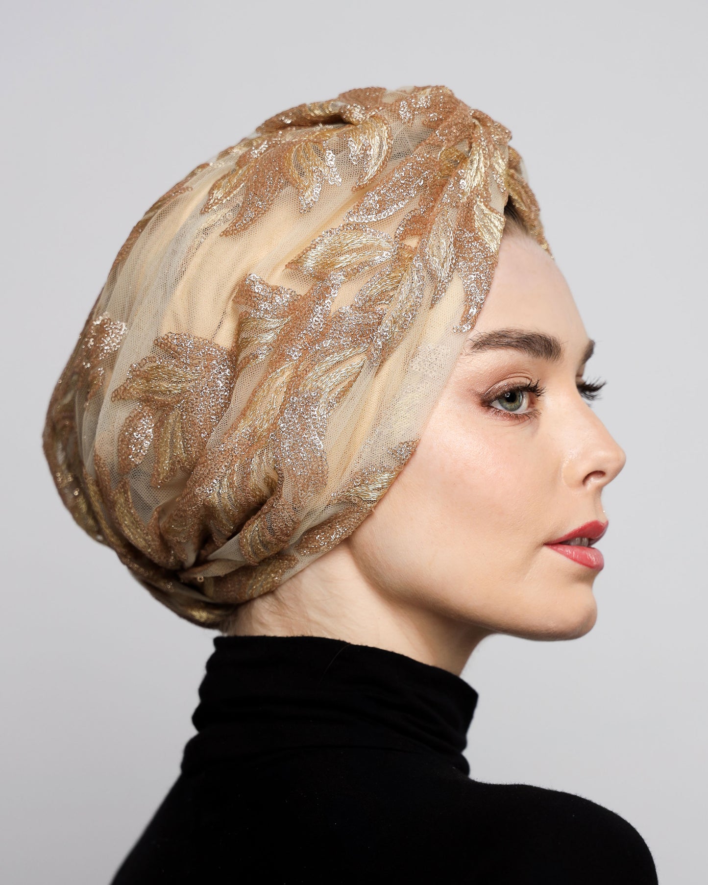 Golden Sequin Turban
