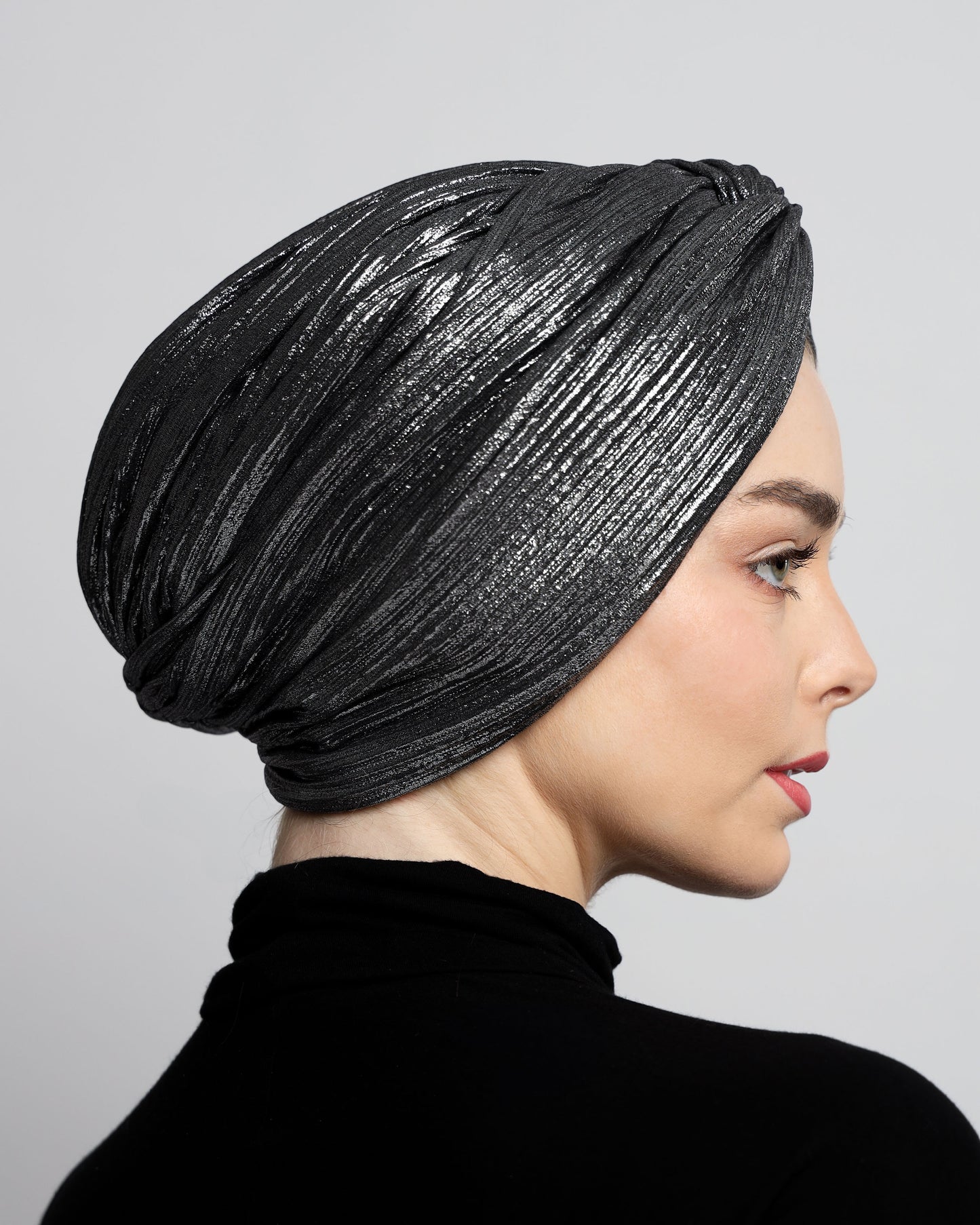 Twisted Metallic Plisse Turban