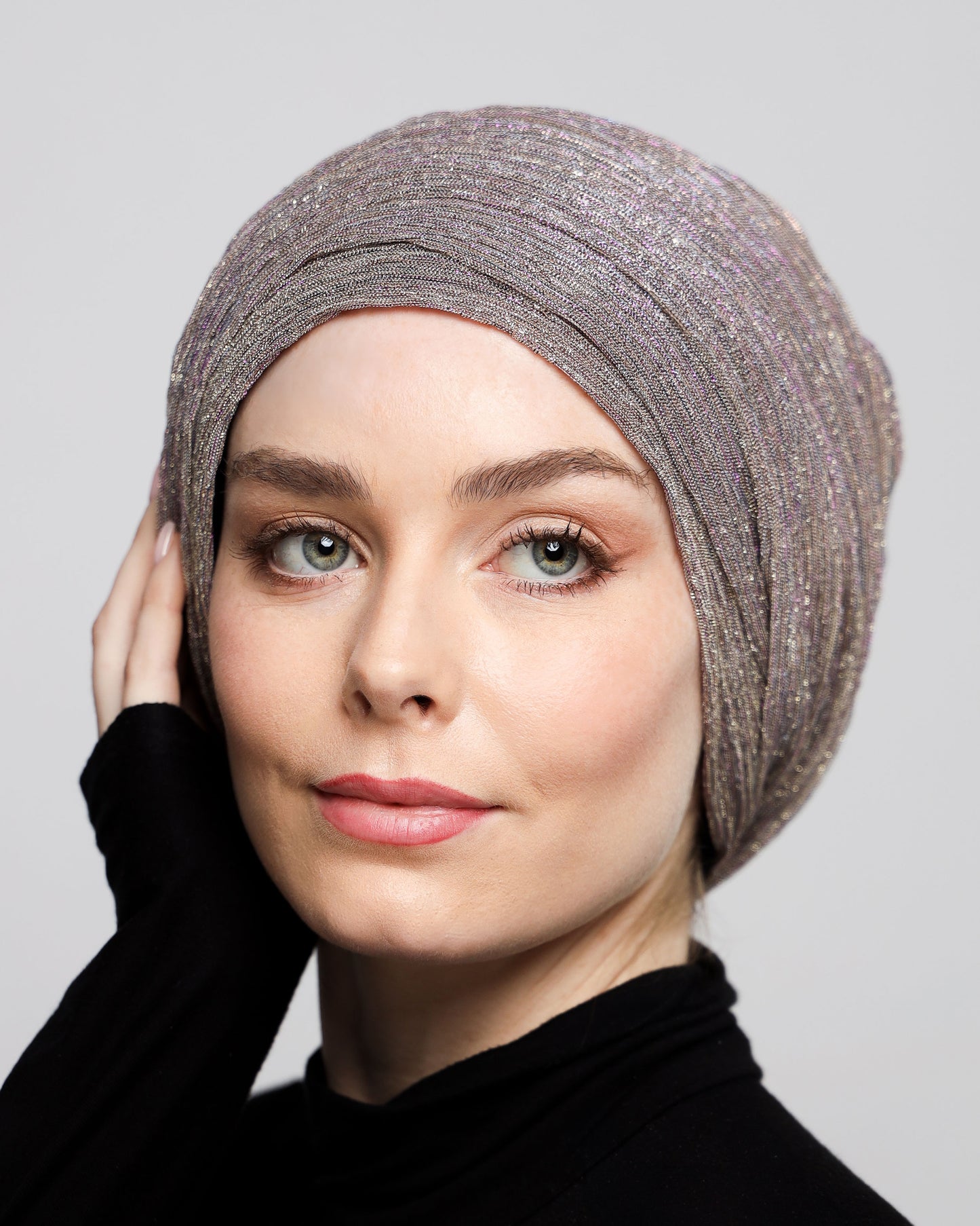 Metallic Strips Plisse Turban