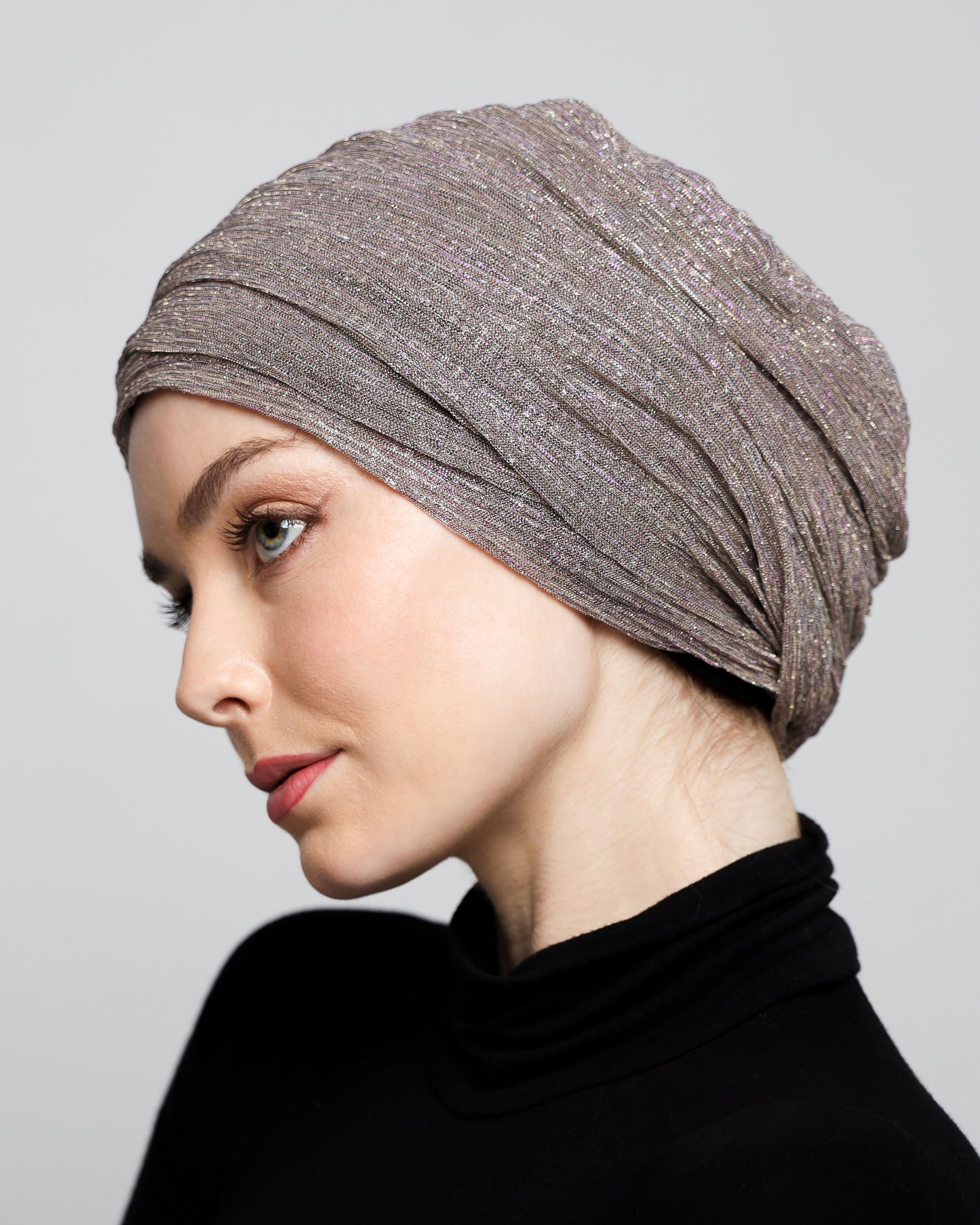 Metallic Strips Plisse Turban