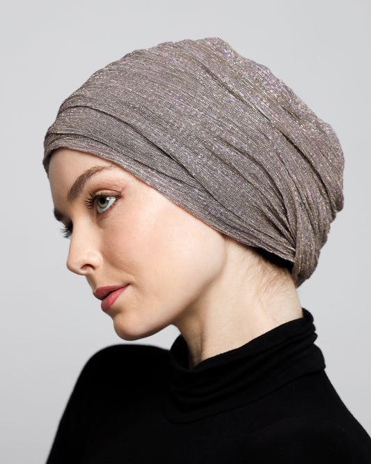 Metallic Strips Plisse Turban