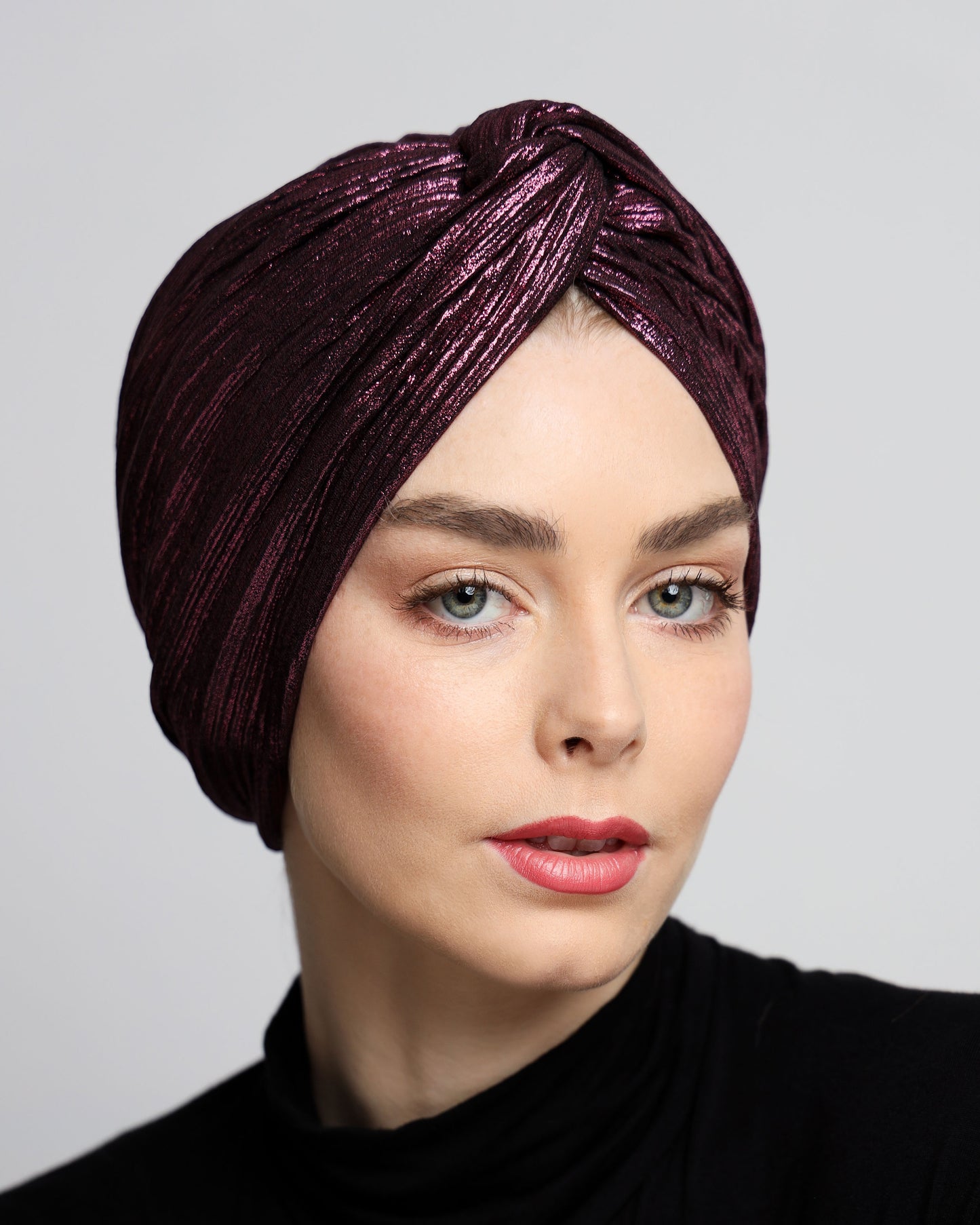Twisted Metallic Plisse Turban