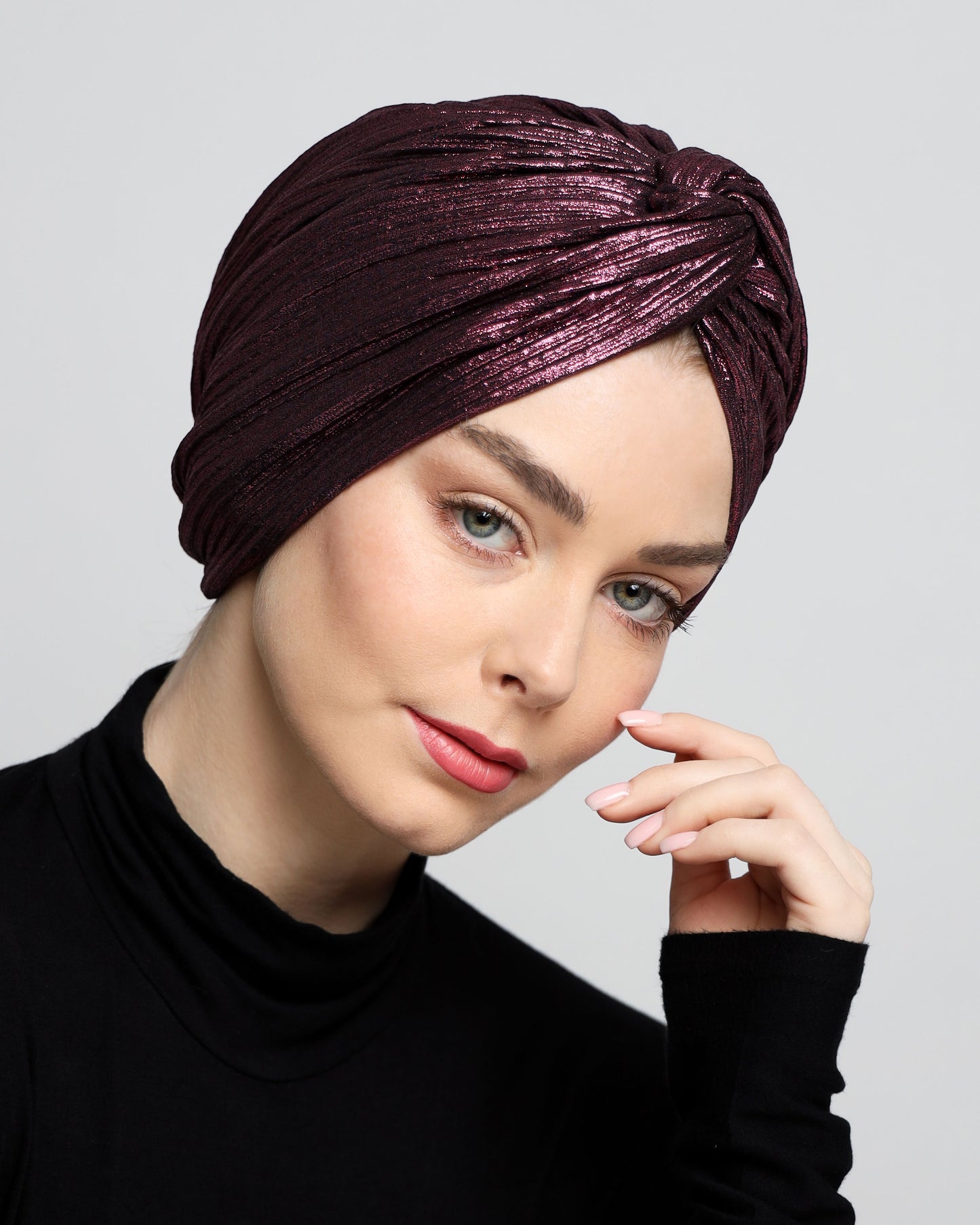 Twisted Metallic Plisse Turban