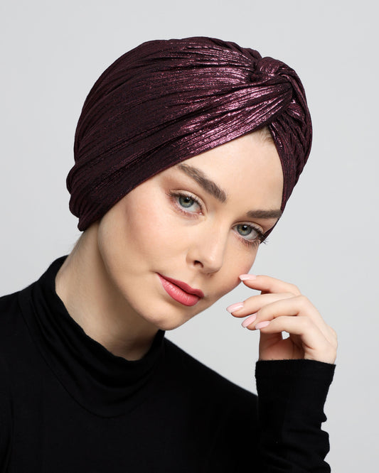 Twisted Metallic Plisse Turban