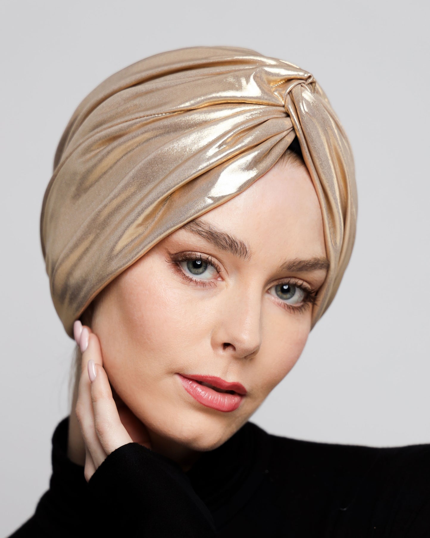Metallic lame` twisted lines turban