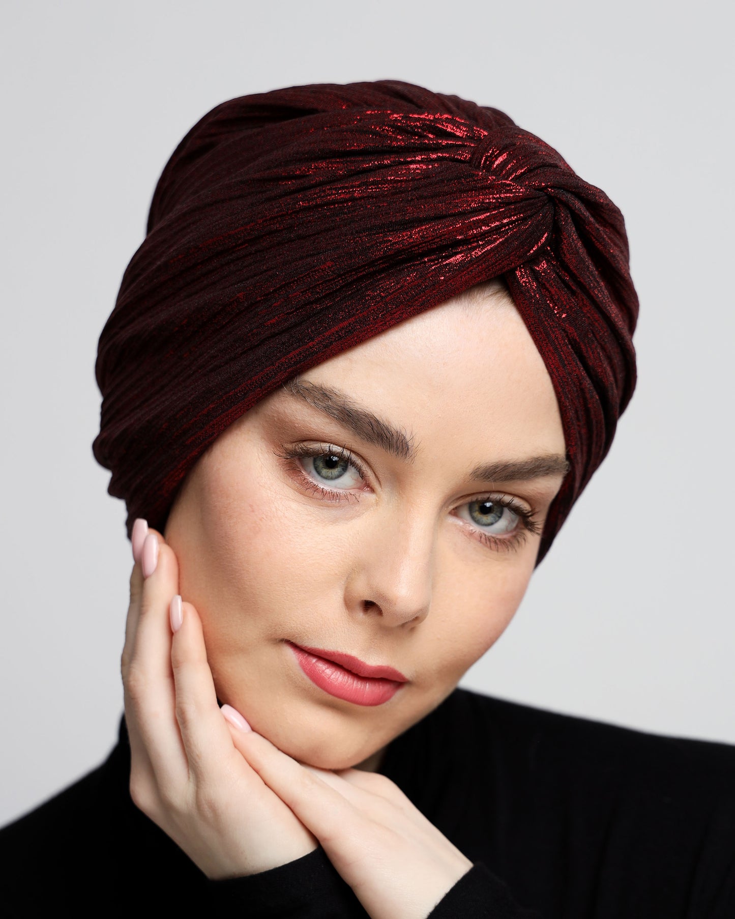 Twisted Metallic Plisse Turban
