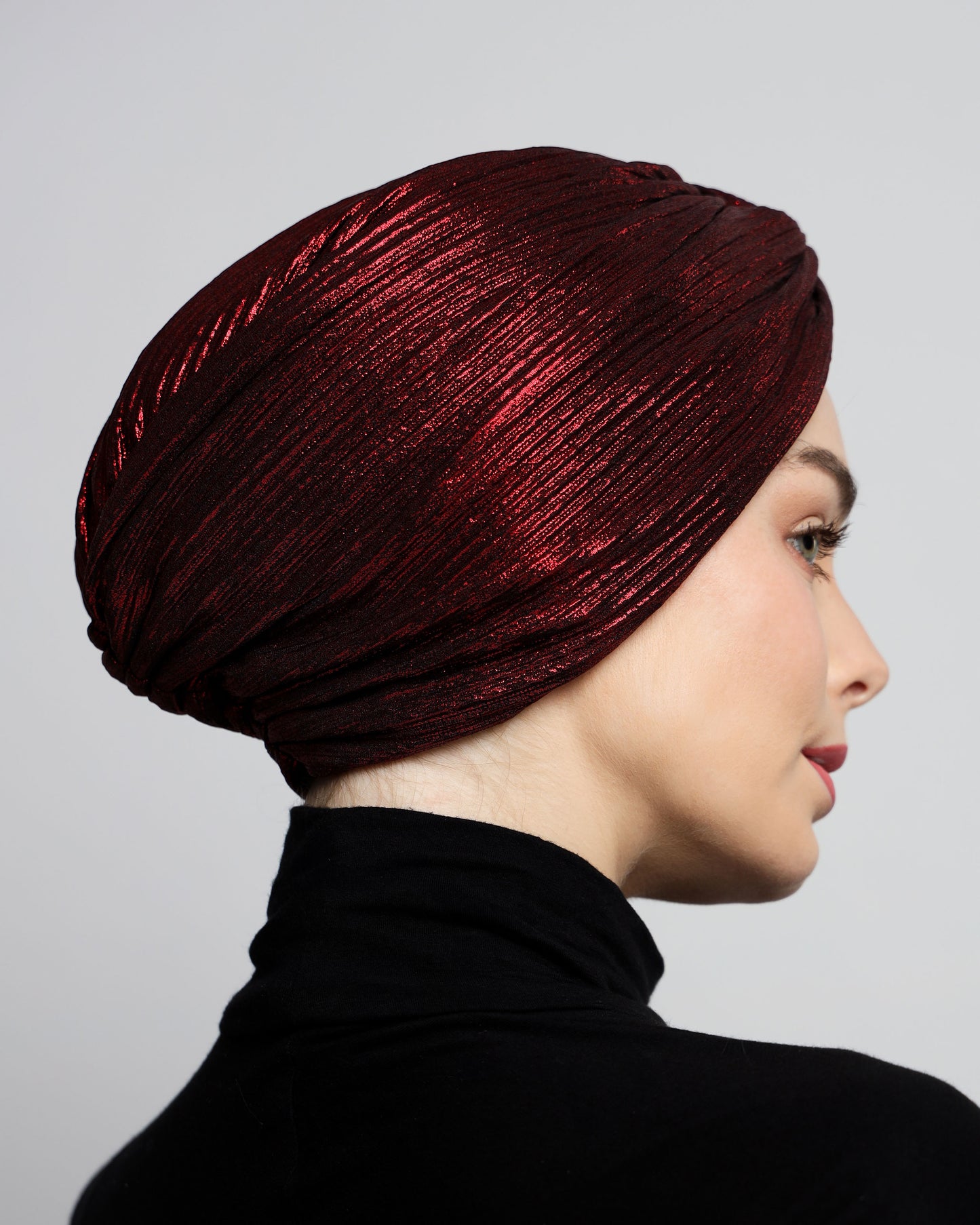 Twisted Metallic Plisse Turban