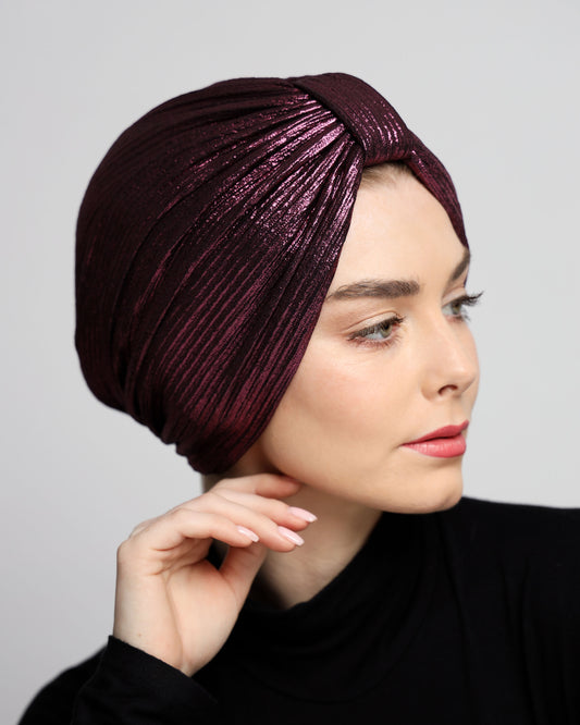Metallic Plisse Turban