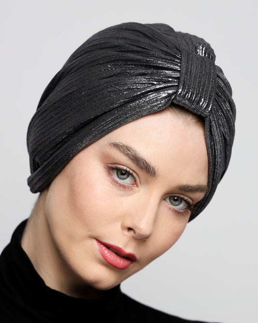 Metallic Plisse Turban