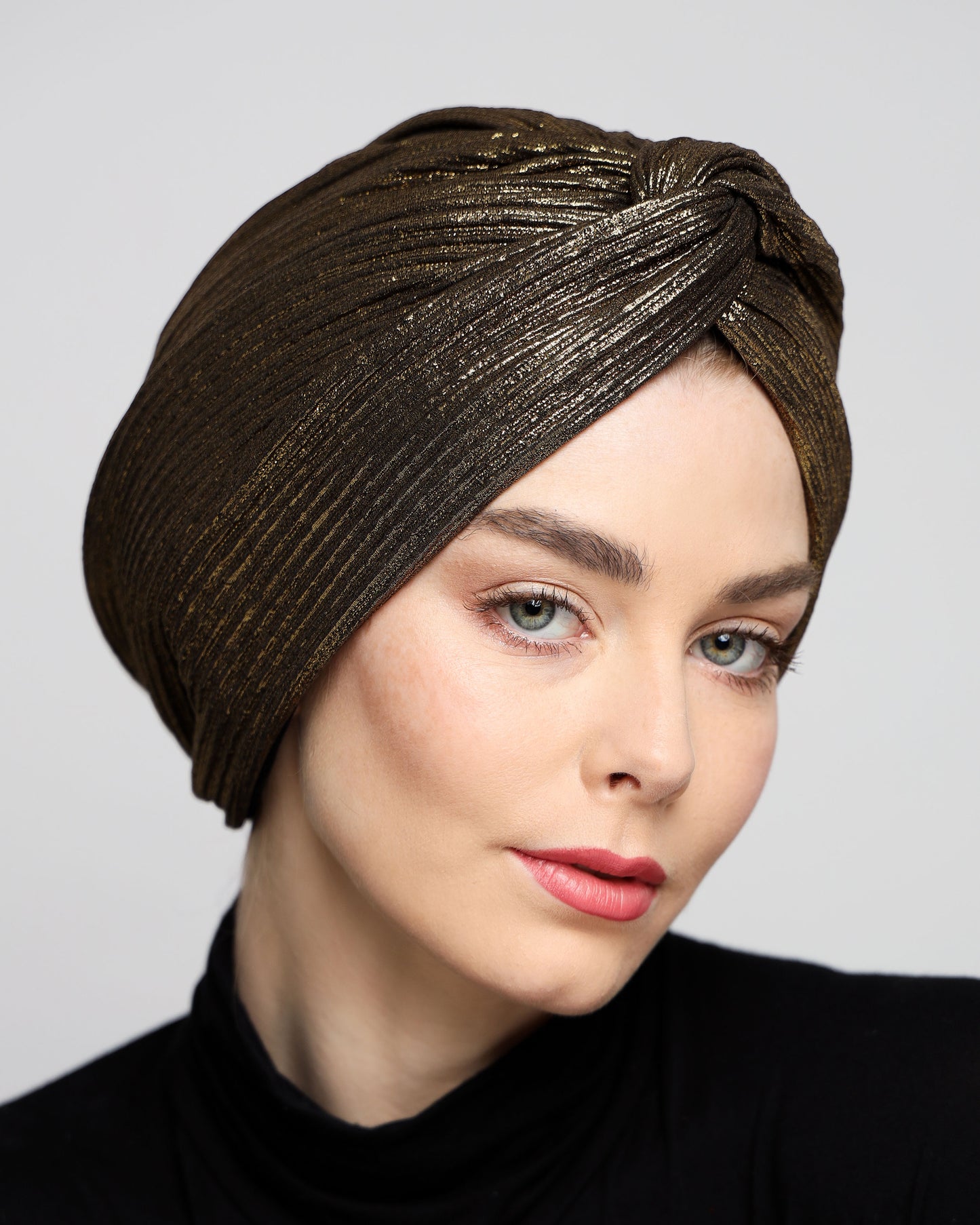 Twisted Metallic Plisse Turban