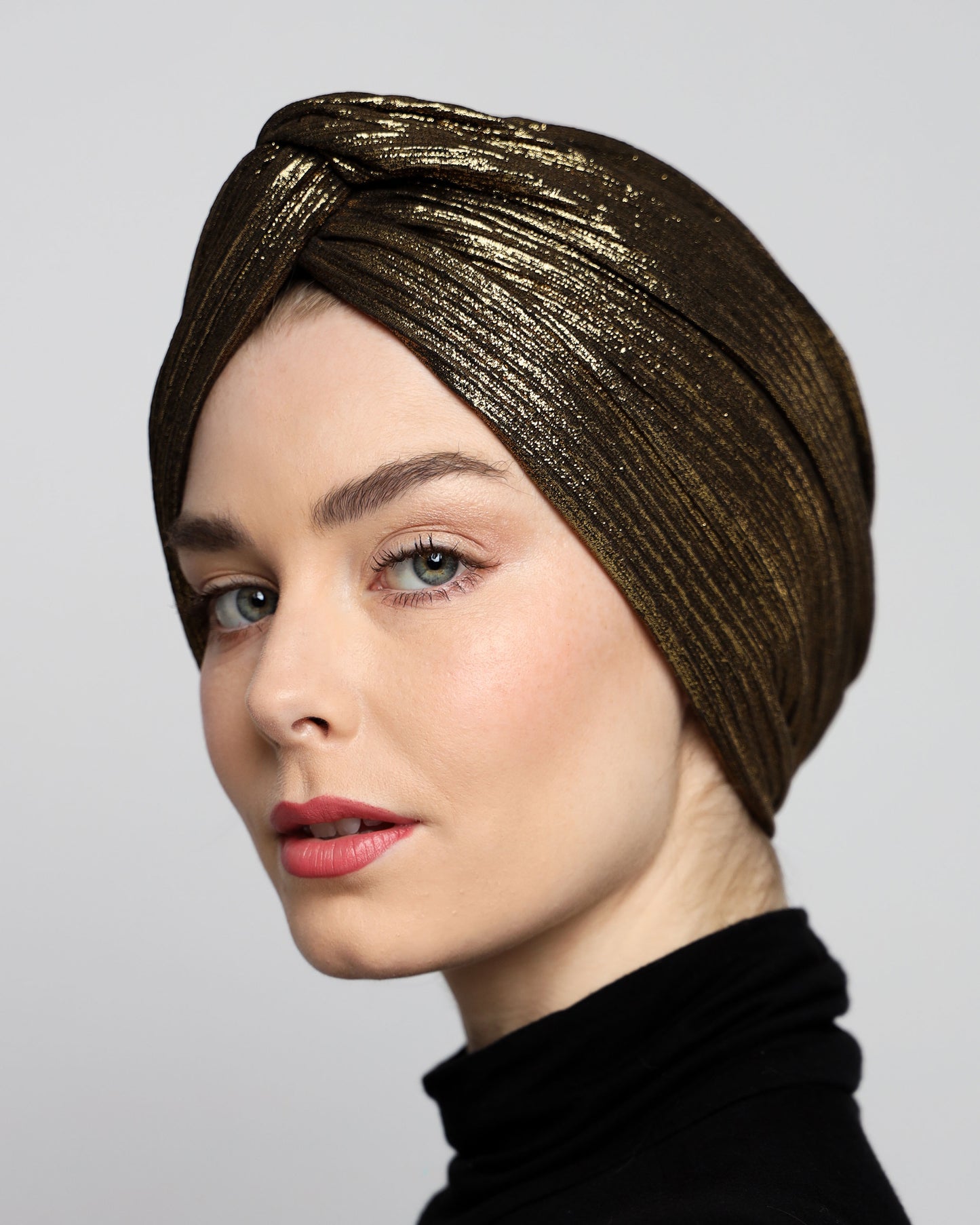 Twisted Metallic Plisse Turban