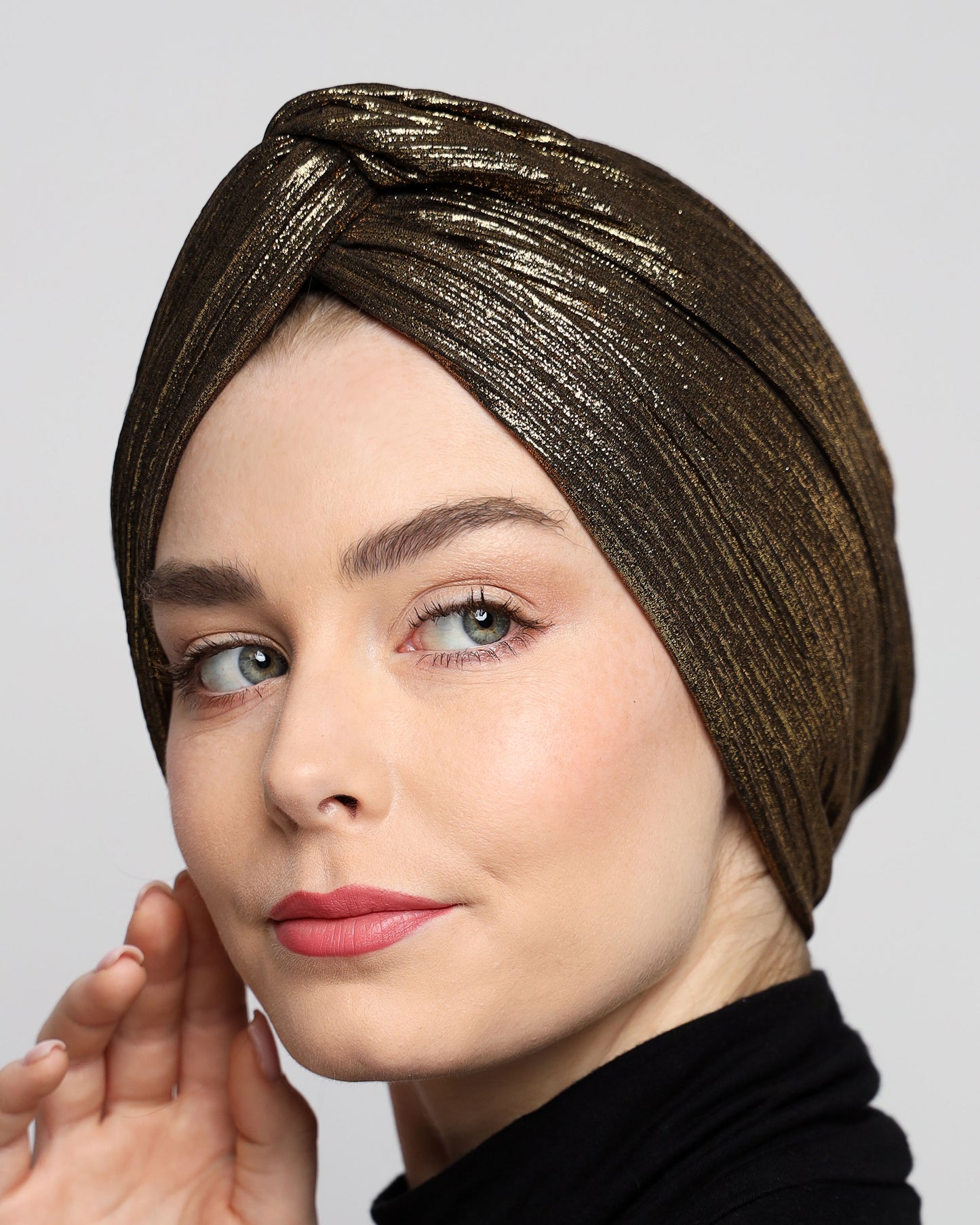 Twisted Metallic Plisse Turban