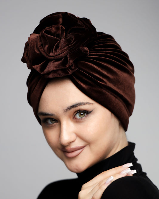 Velvet ruffles turban
