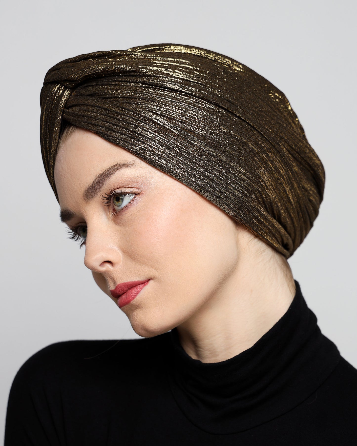 Twisted Metallic Plisse Turban