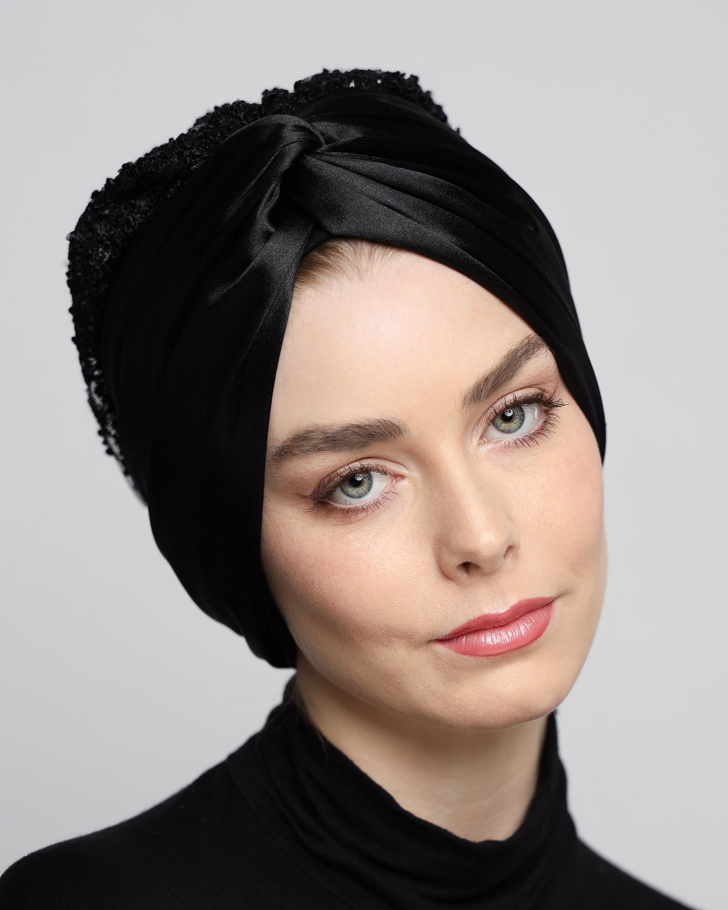 Glam Black Satin Turban
