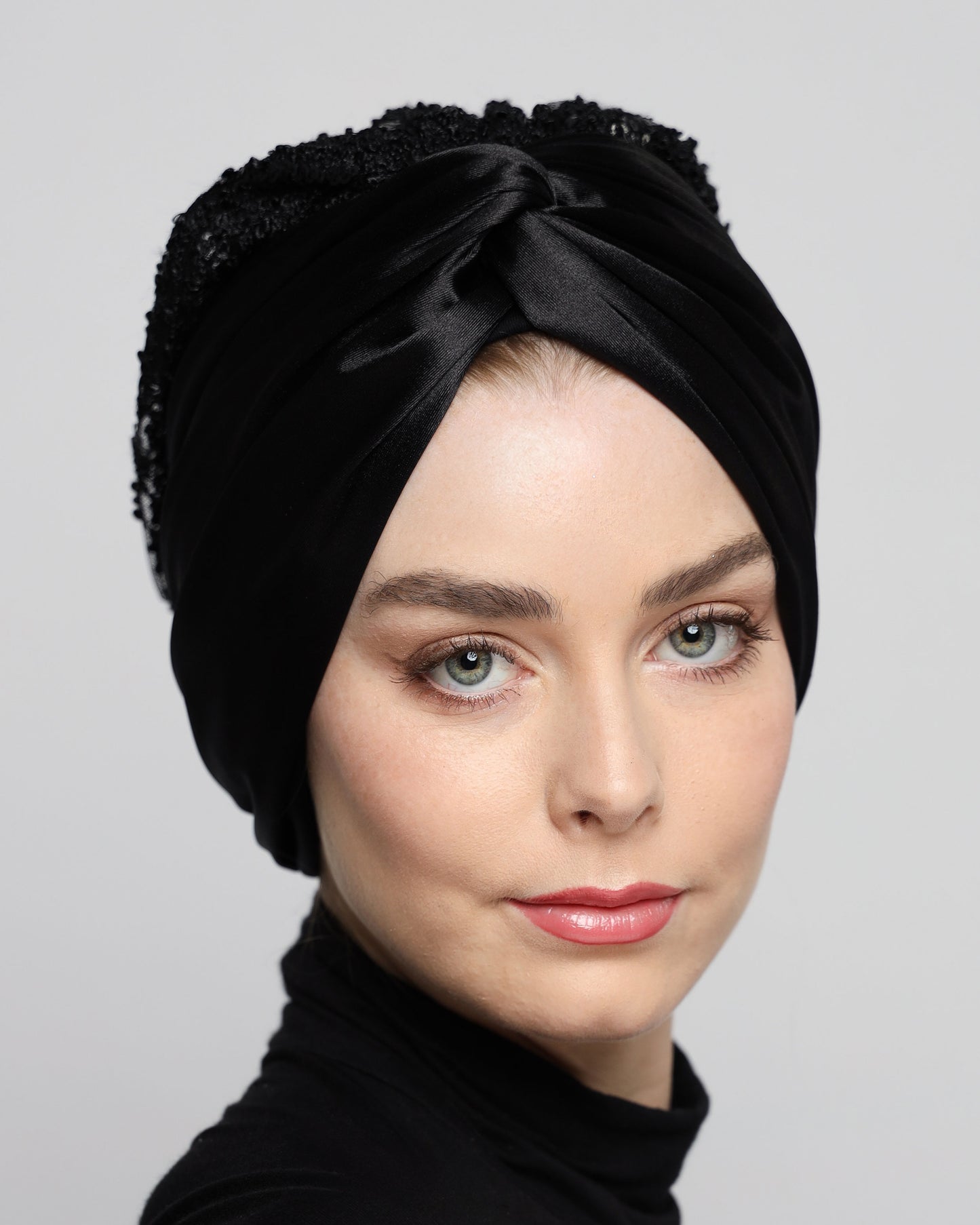 Glam Black Satin Turban