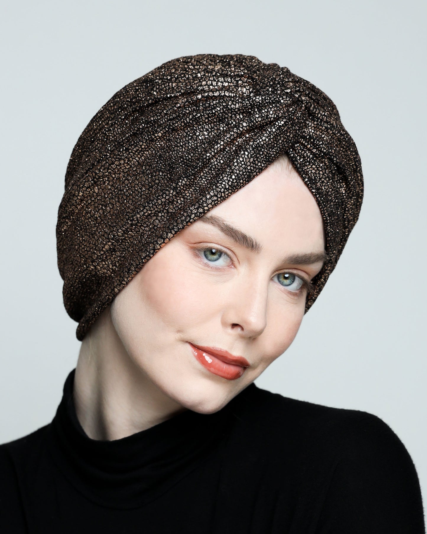 Metallic golden rose Turban
