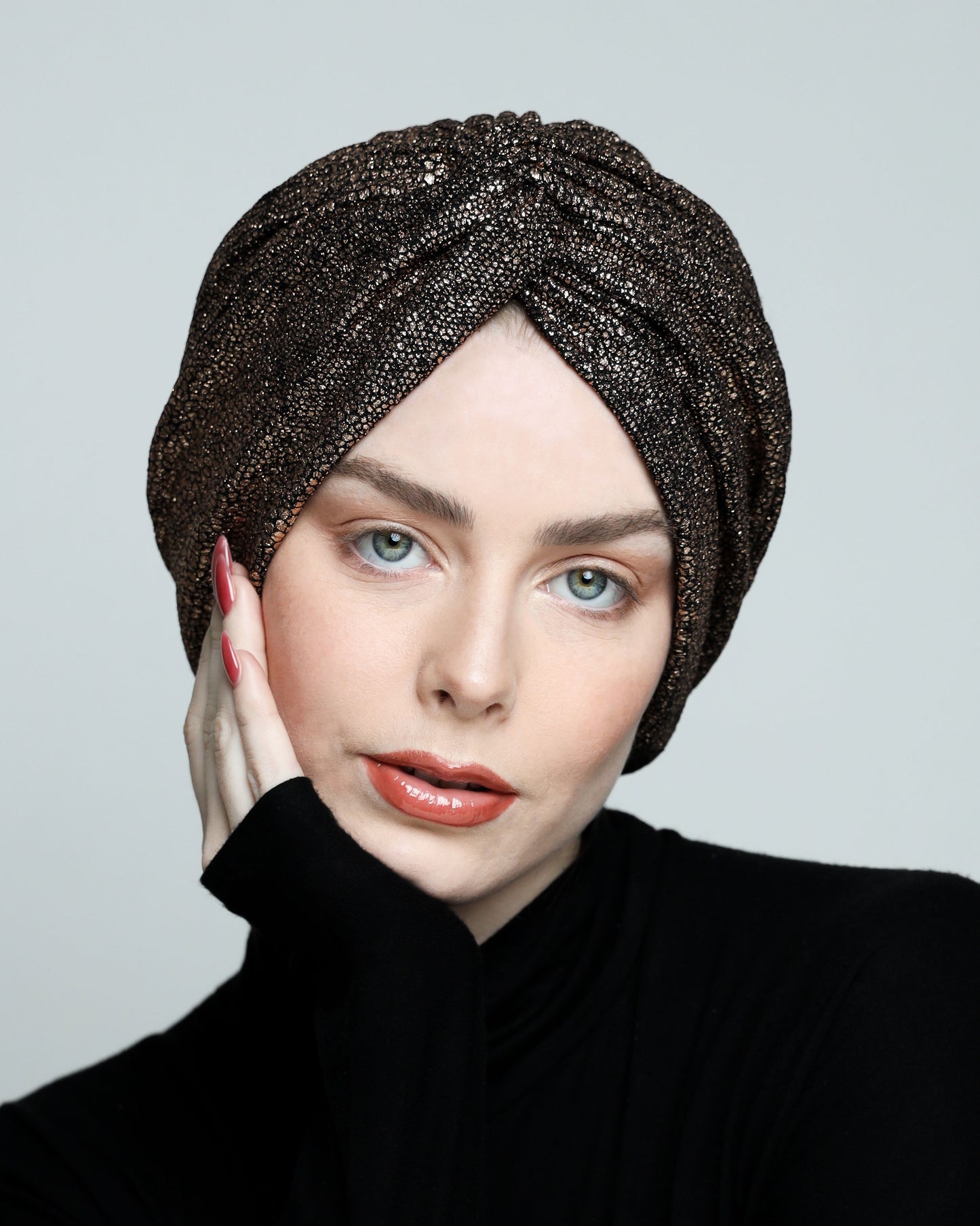 Metallic golden rose Turban
