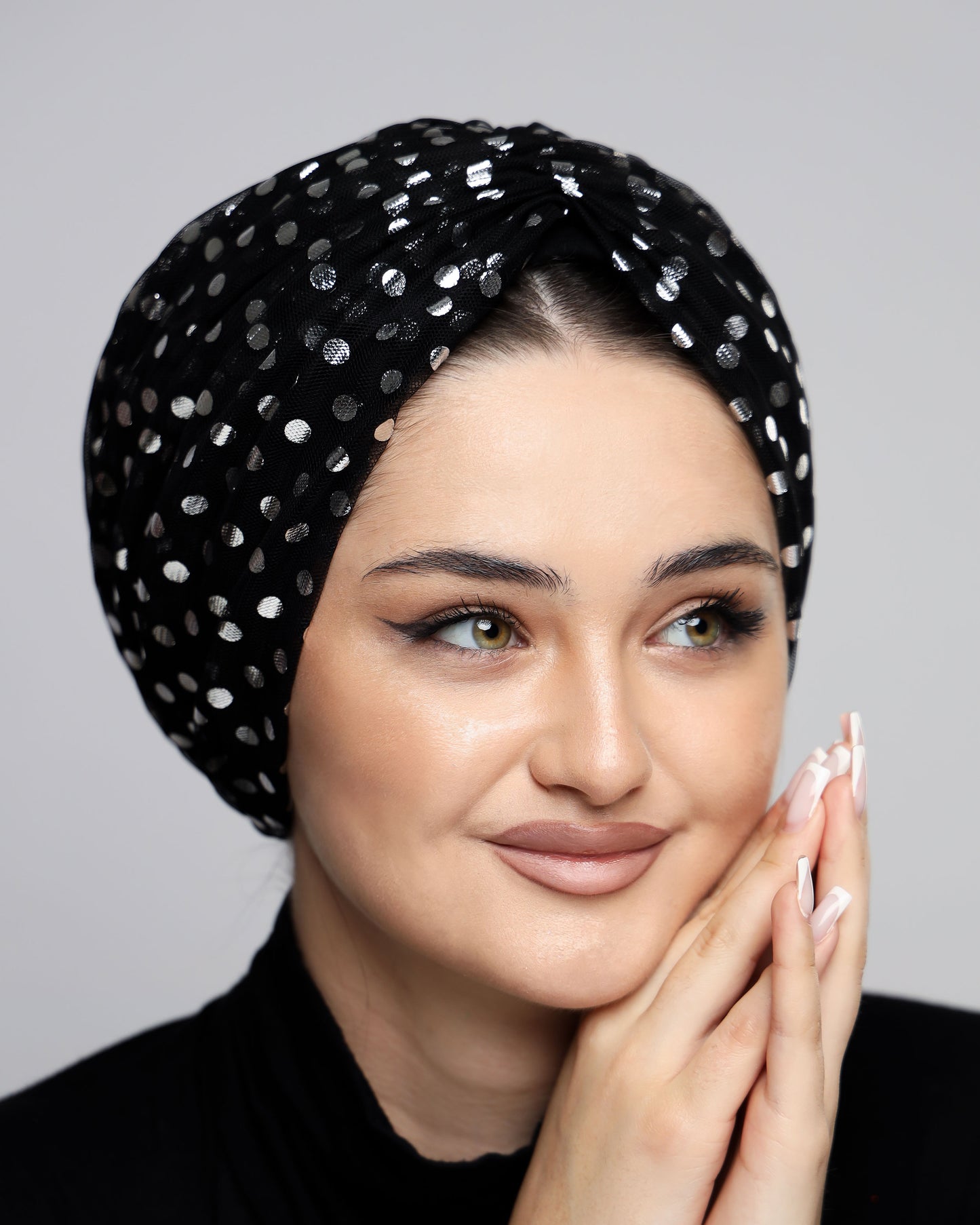 Metallic Polka Dots Gathering Turban