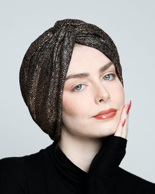 Metallic golden rose Turban
