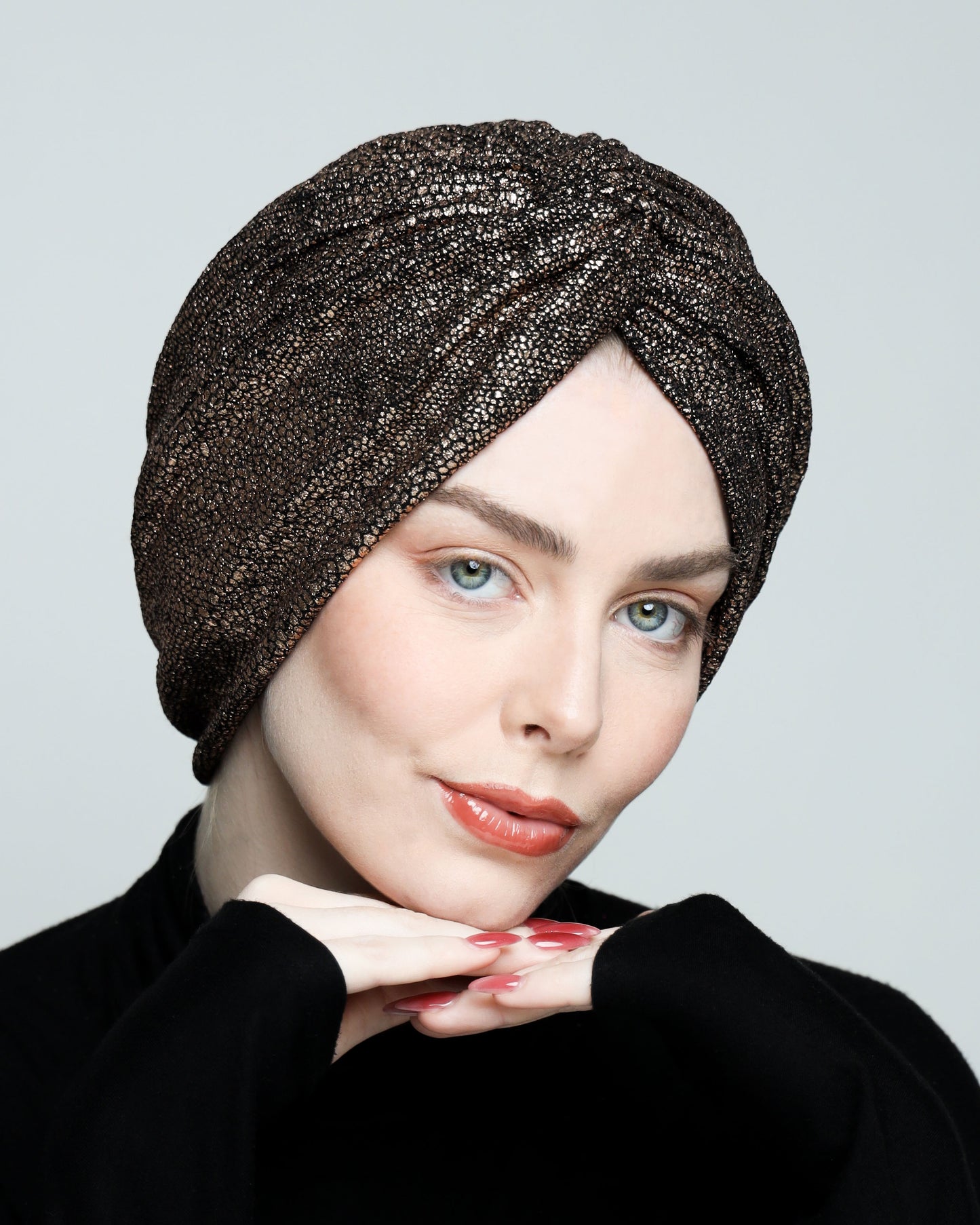 Metallic golden rose Turban